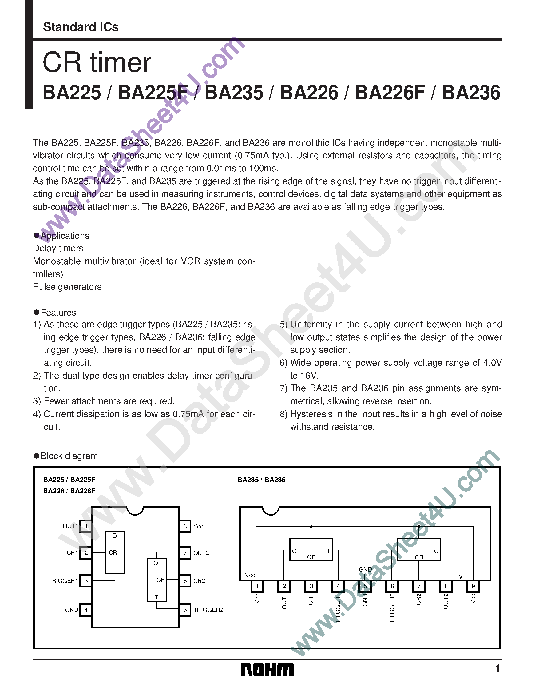 Даташит BA225 - (BA2xx) CR Timer страница 1