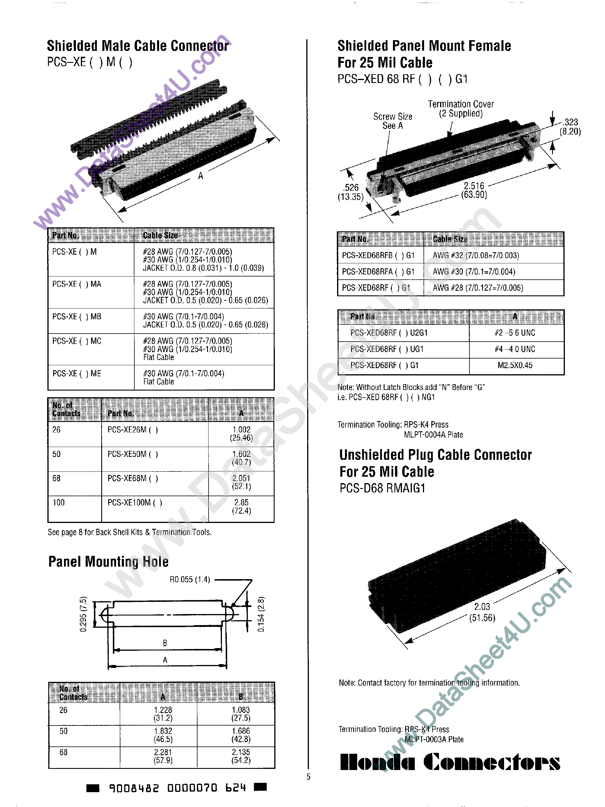 Datasheet PCS-XE100M - (PCS-XExxxx) Shielded Cable Connector page 1