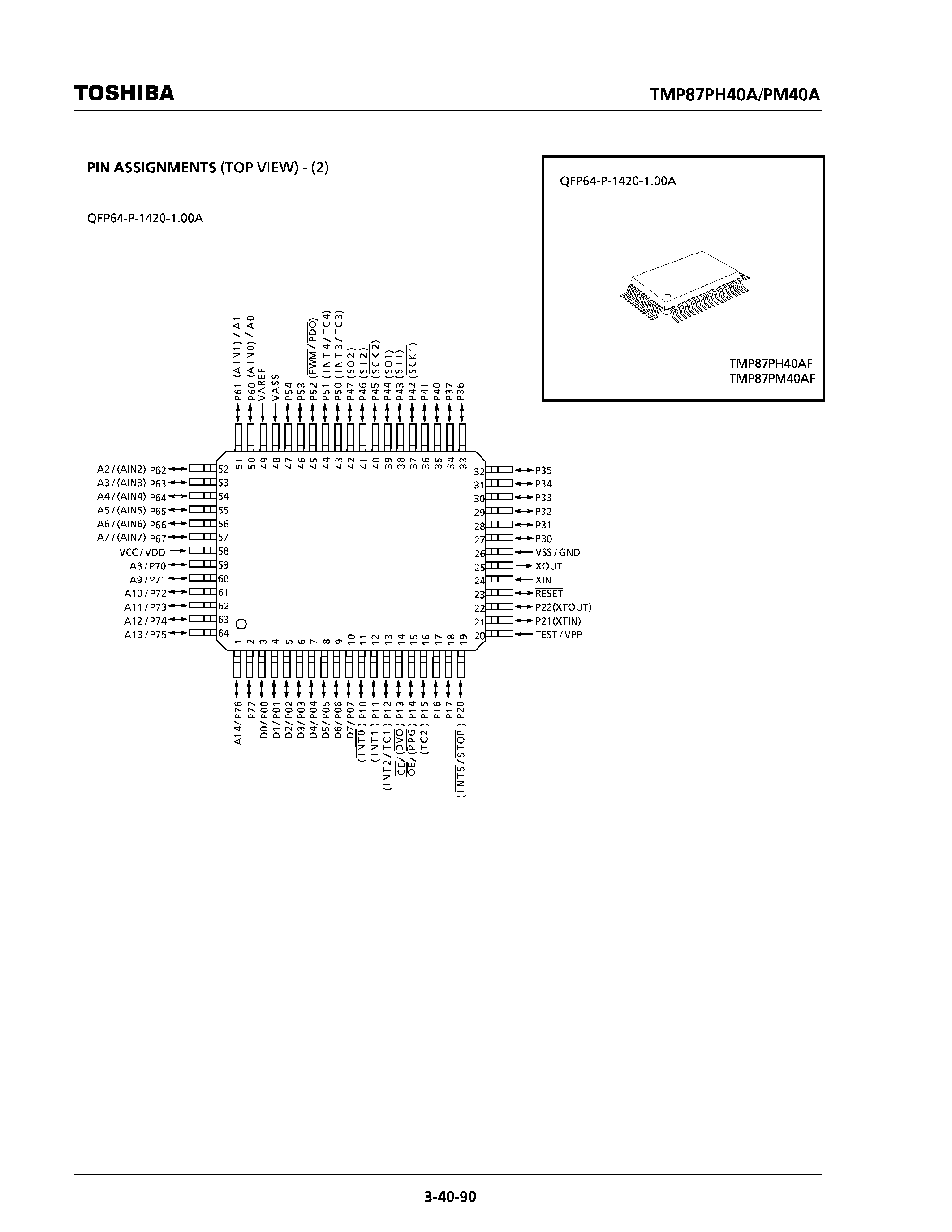 Datasheet TMP87PH40AF - (TMP87PM40AF/AN / TMP87PH40AF/AN) CMOS 8-Bit Microcontroller page 2