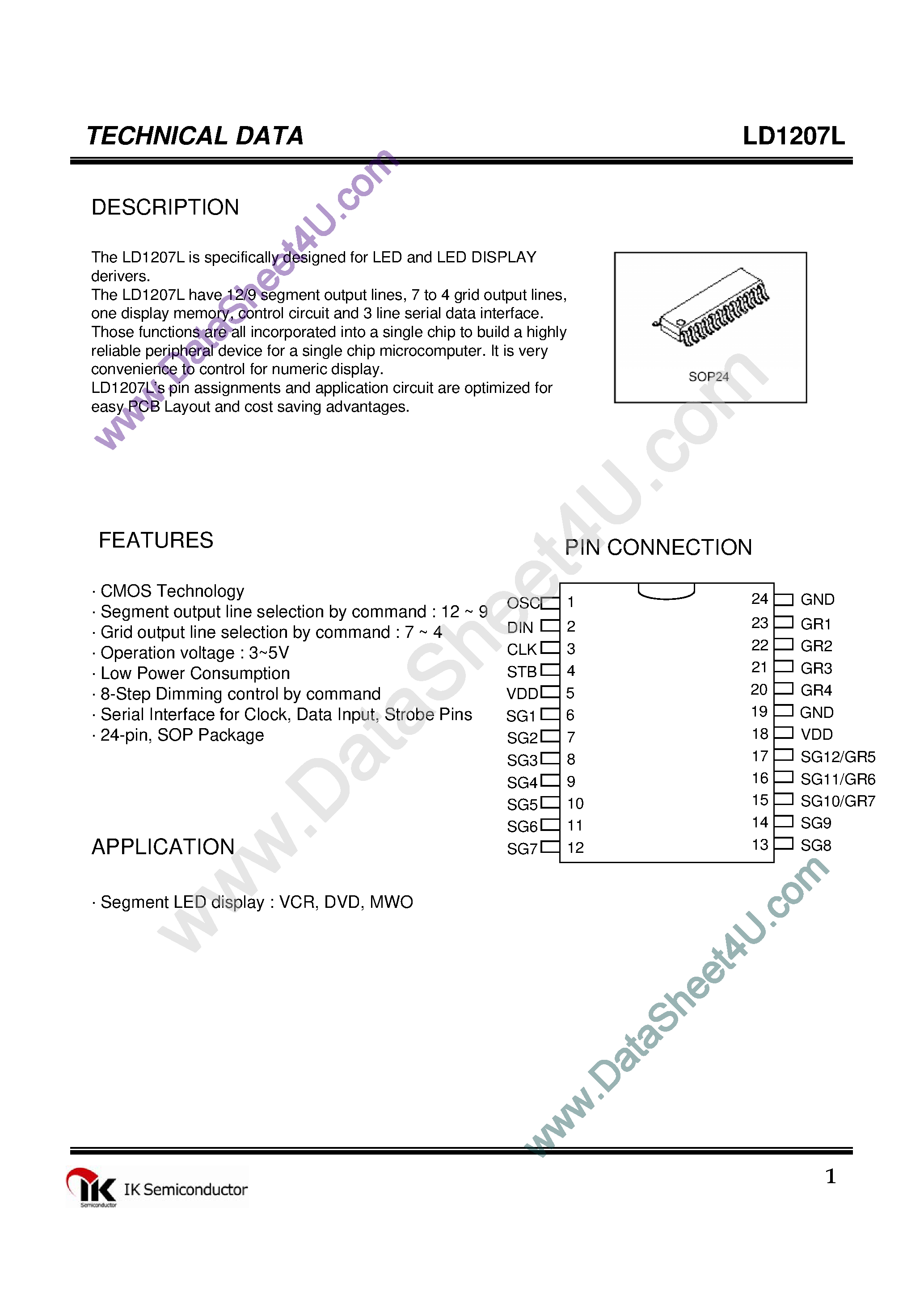 Datasheet LD1207L - 12/9 Segment Output Lines page 1
