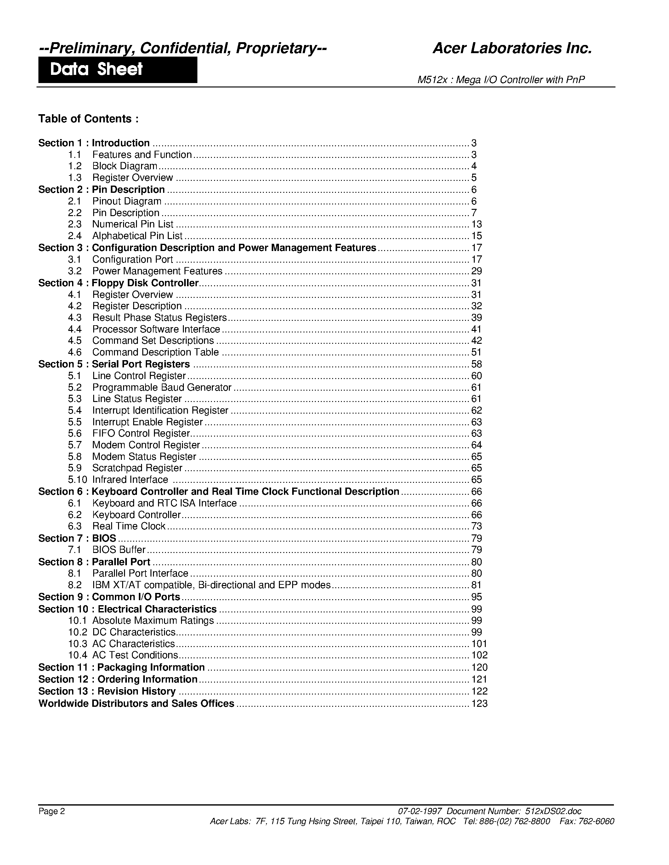 Datasheet M5123 - Mega I/O Controller page 2