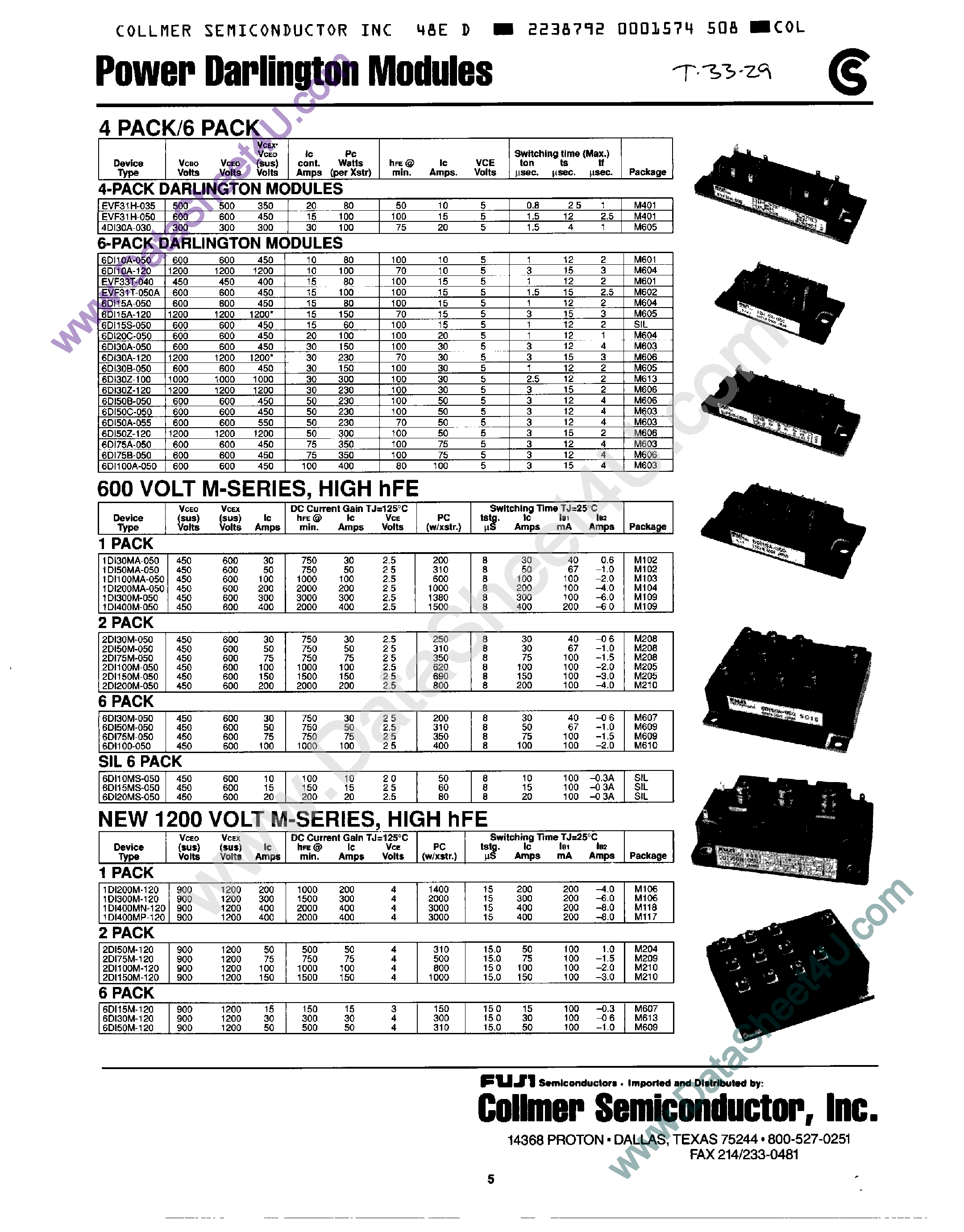Даташит EVF31H-035 - (EVF31H-035 / EVF31H-050) 4-Pack Darlington Modules страница 1