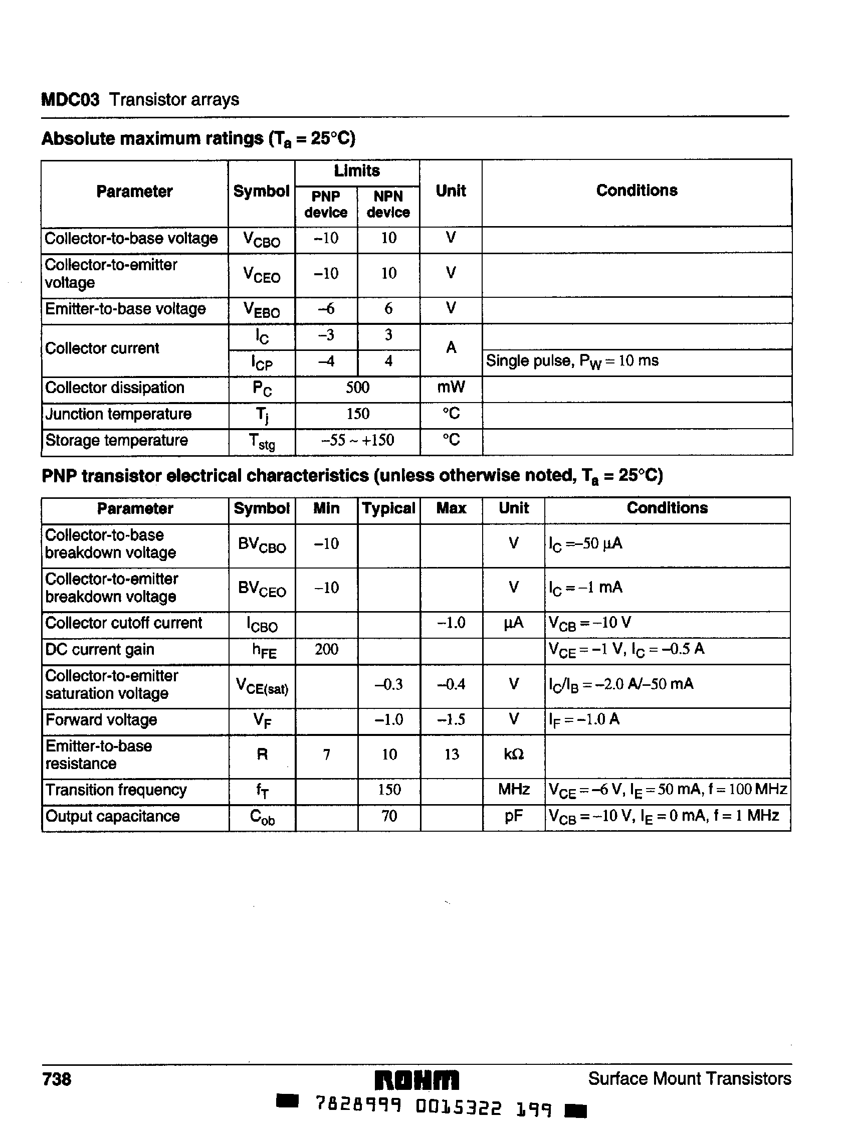 Datasheet MDC03 - Common Emitter Transistor Array - 3 each PNP and NPN page 2