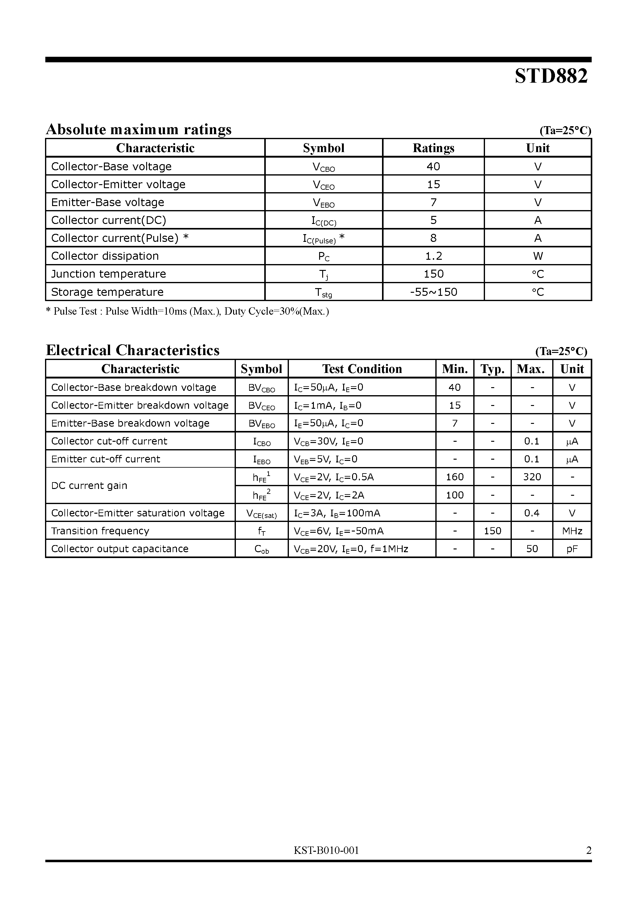 Datasheet STD882 - NPN Silicon Transistor page 2