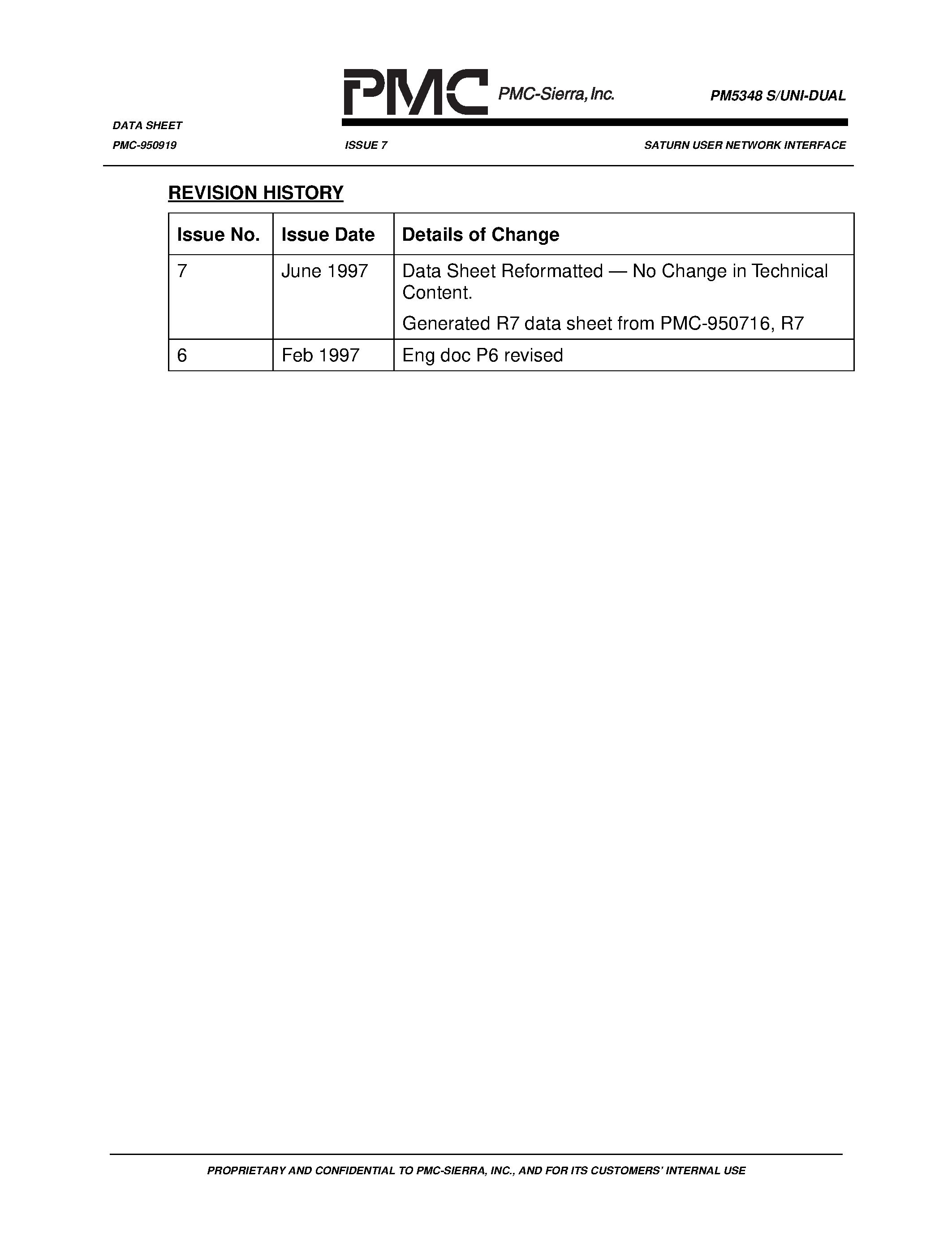 Datasheet PM5348 page 2 Datasheet PM5348 - SATURN USER NETWORK INTERFACE(155.52 & 51.84 MBIT/S) page 2