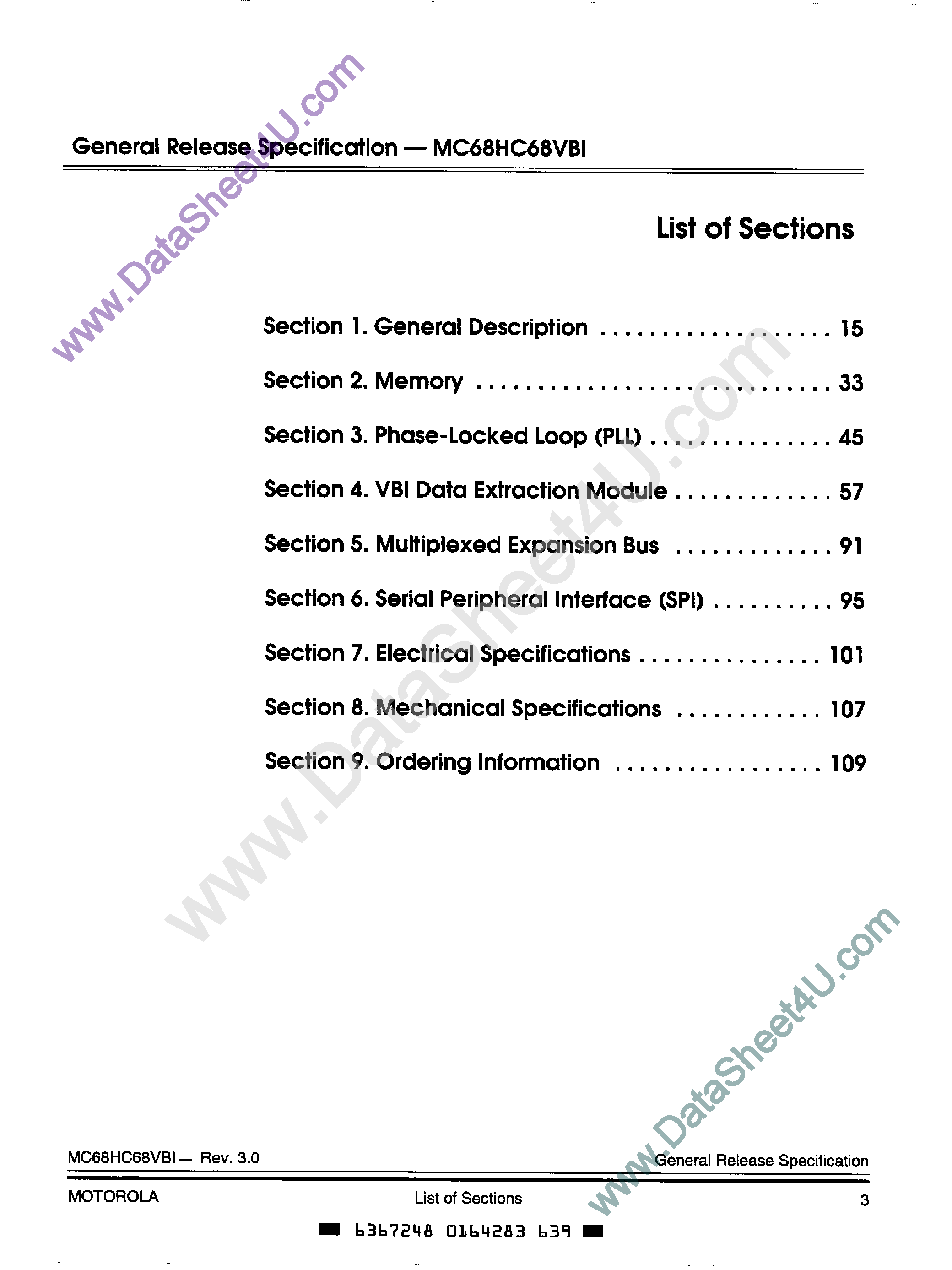 Даташит на микросхему MC68HC68VBI страница 1 Даташит MC68HC68VBI - TV/VIDEO CIRCUIT / SPECIAL TV/VIDEO ENCODER/DECODER страница 1