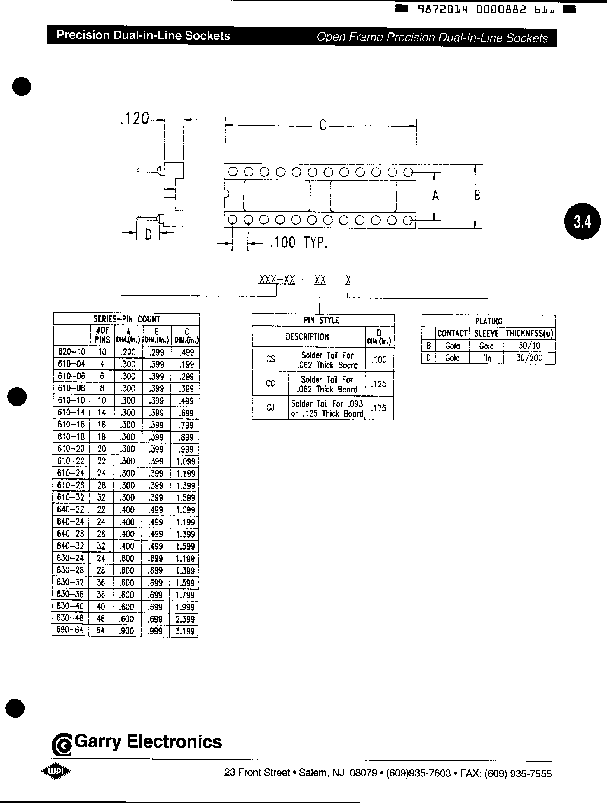 Даташит 610-14-CC-D - DIP SOCKET страница 2