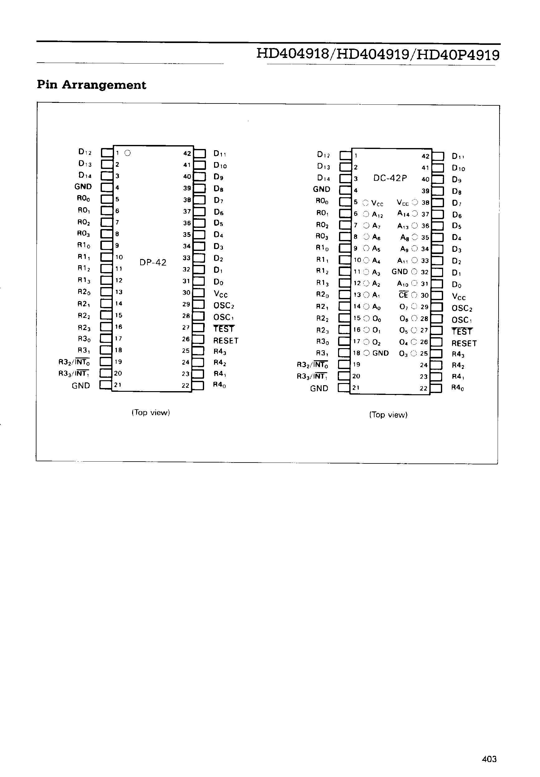 Datasheet HD404918 - (HD404918 / HD404919) CMOS 4-bit single-chip microcomputer of the HMCS400 series page 2
