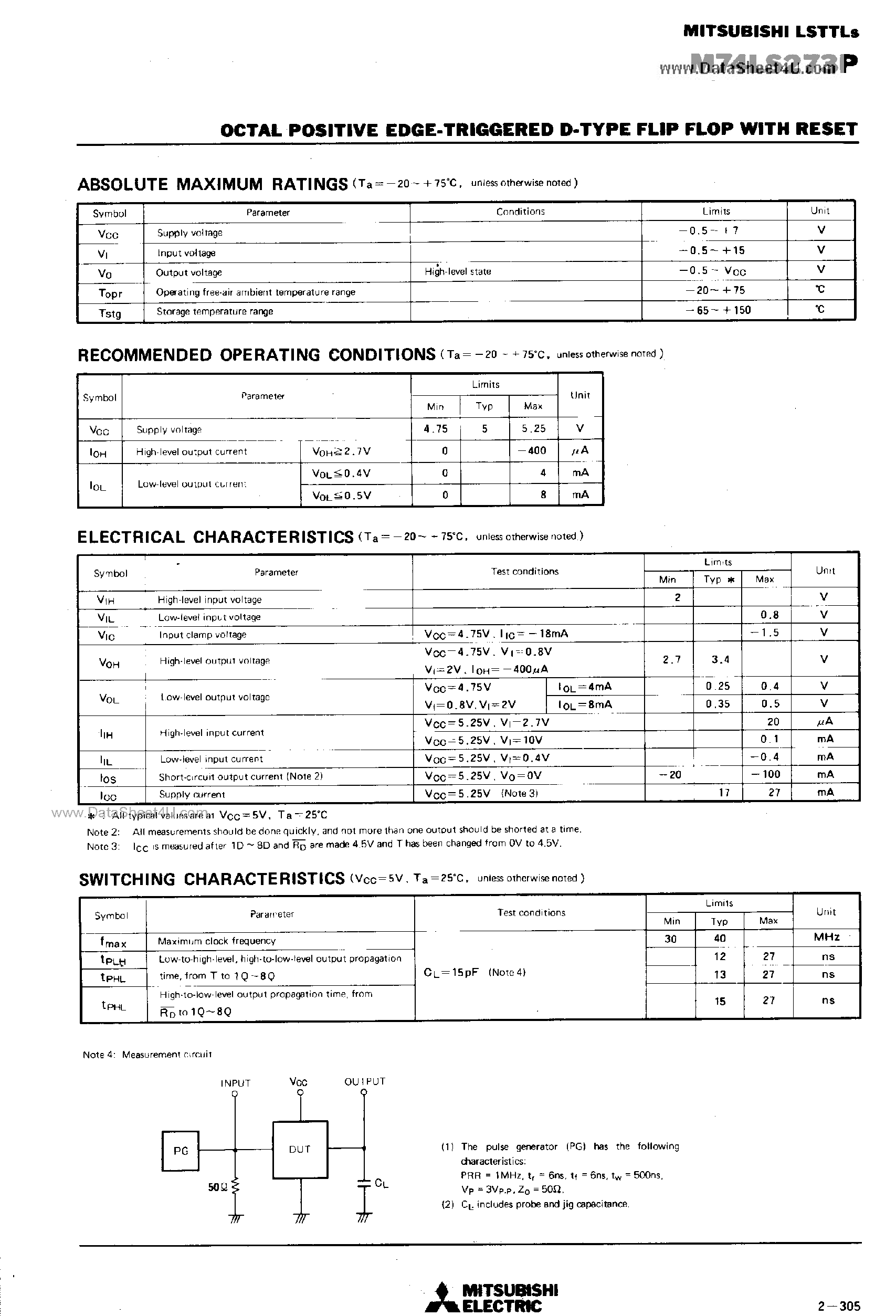 Datasheet 74LS273P - Search -----> M74LS273P page 2