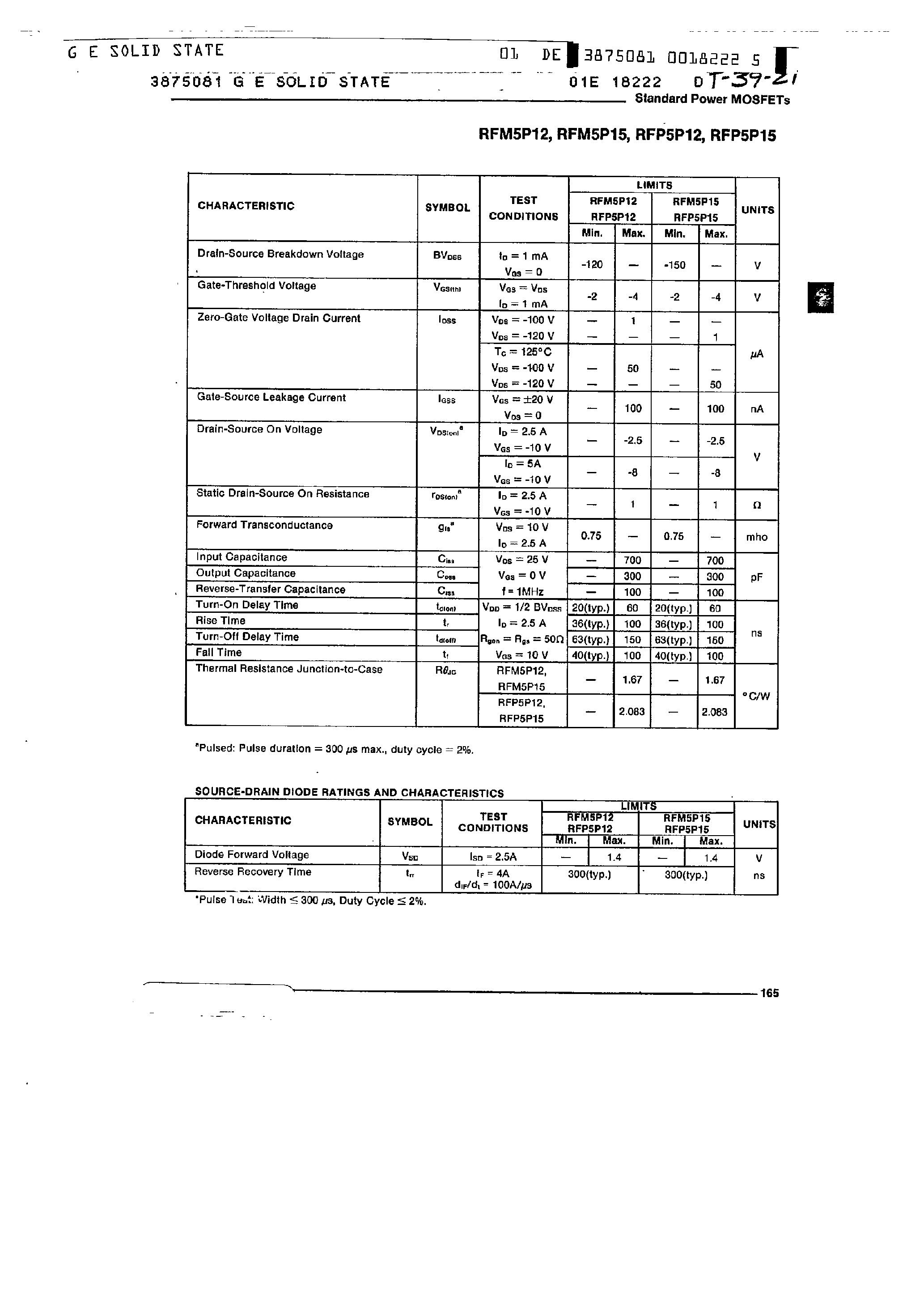 Datasheet RFP5P12 - (RFP5P12 / RFP5P15) P-channel enhancement-mode power field-effect transistor page 2