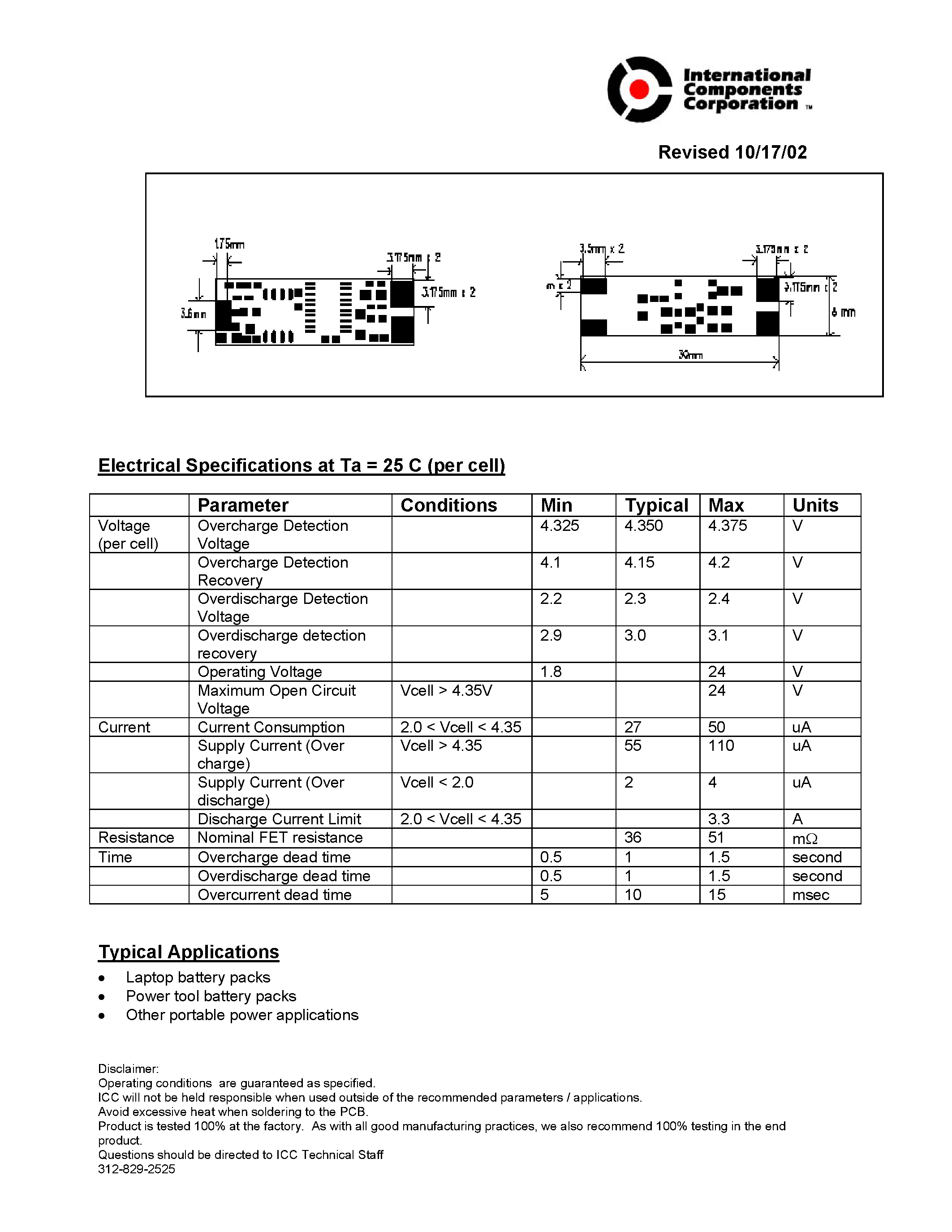 Datasheet SC4072-002 - 4-cell Lithium-ion SaFETy Circuit page 2