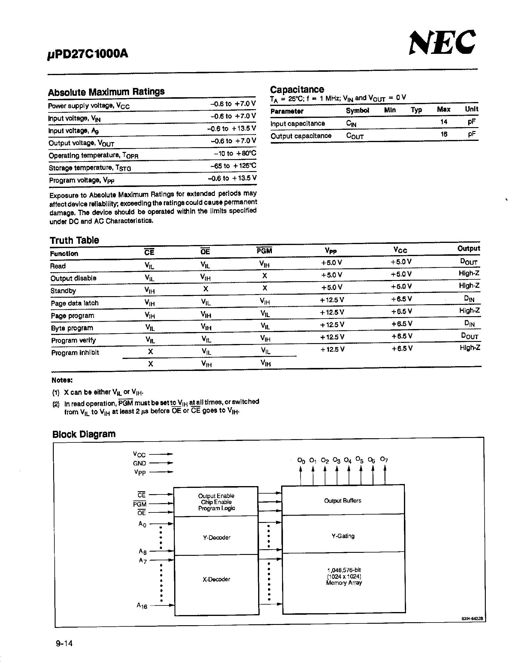 Даташит UPD27C1000A - 131072 x 8-Bit CMOS UV EPROM страница 2