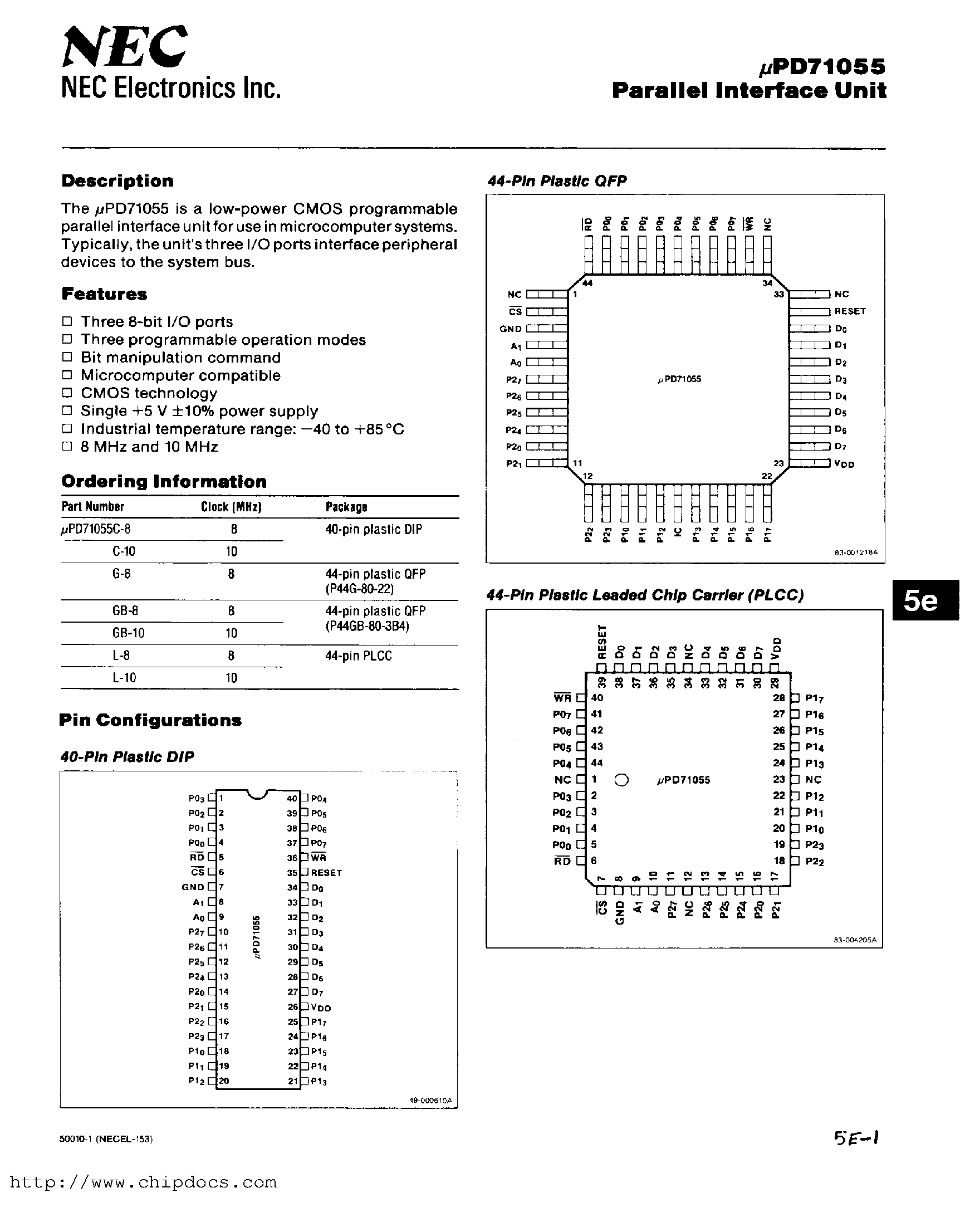 Даташит D71055C - Search -----> UPD71055 страница 1