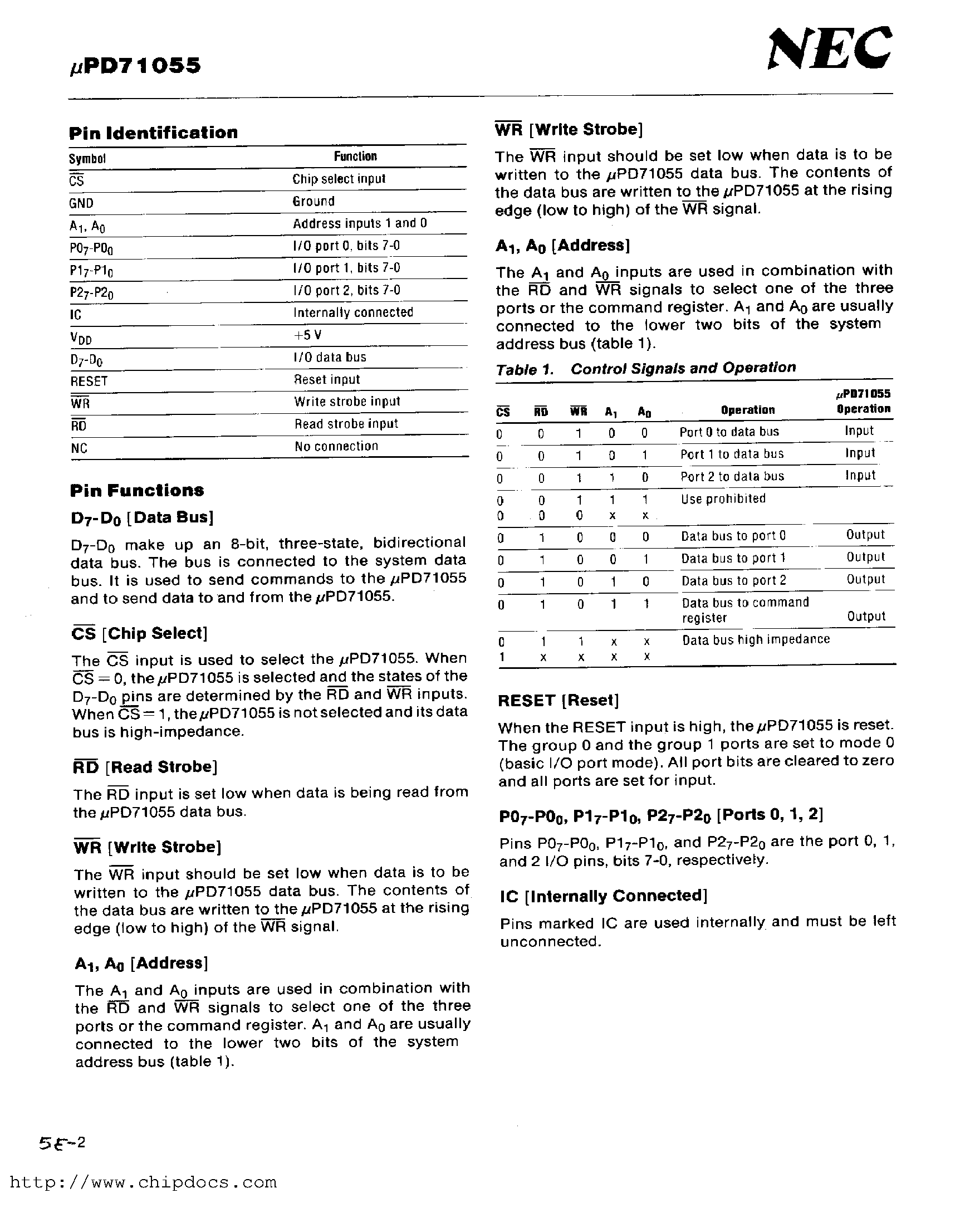 Даташит D71055C - Search -----> UPD71055 страница 2