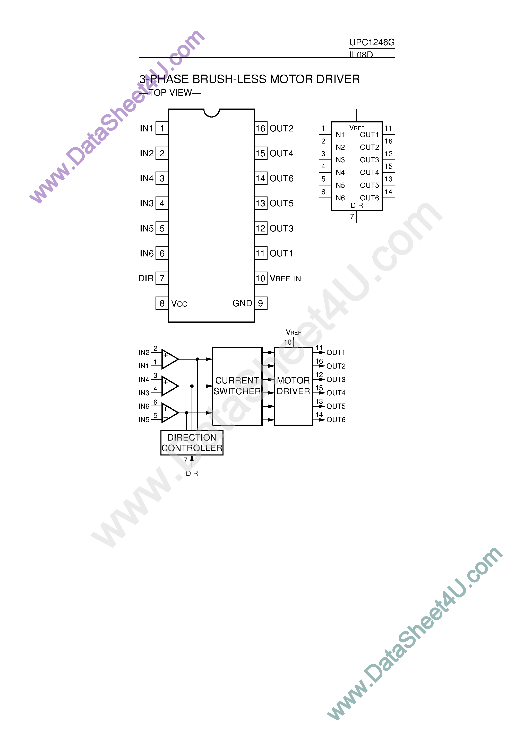 Datasheet UPC1246G - 3-Phase Brush-Less Motor Driver page 1