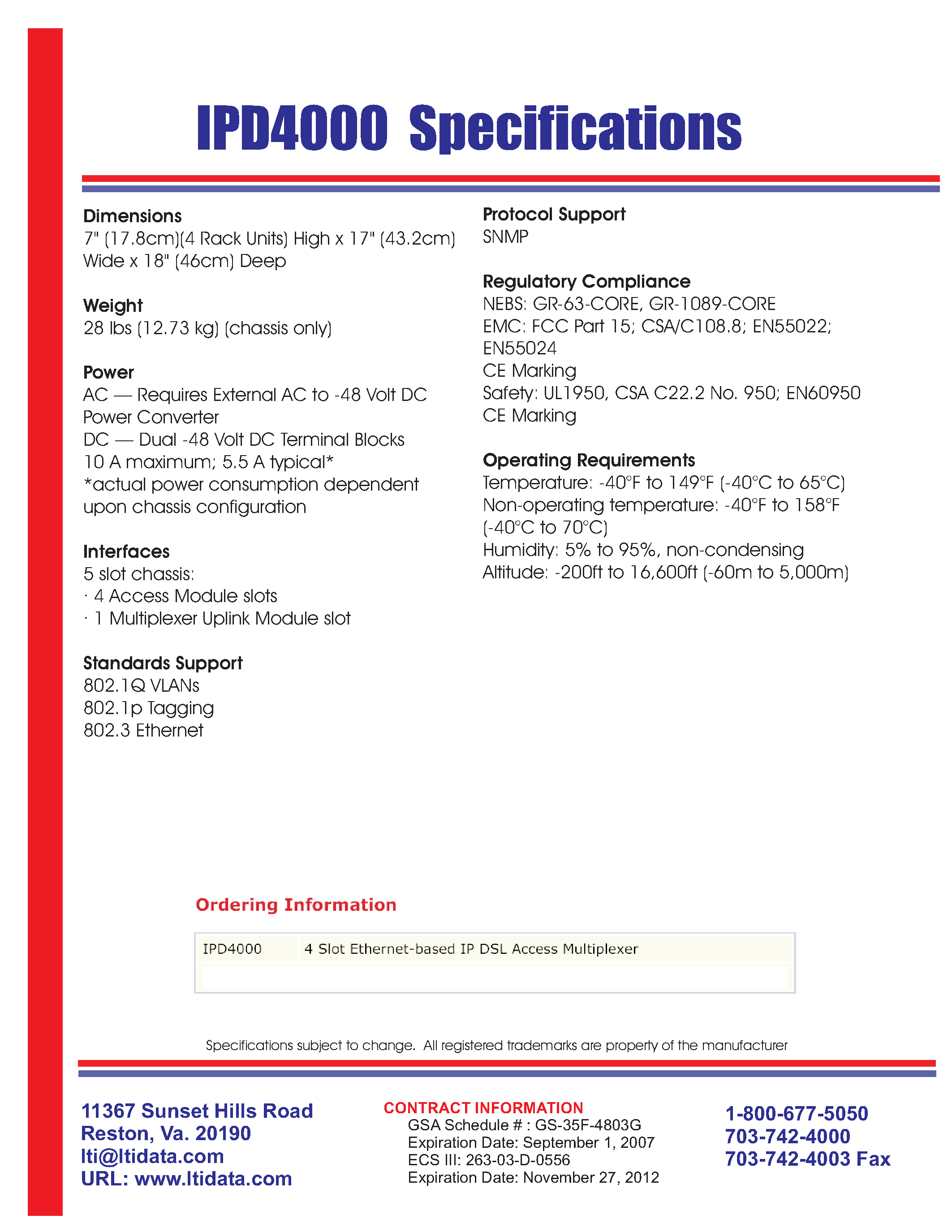 Даташит IPD4000 - 4 Slot Ethernet Based IP DSL Access Multiplexer 12000 страница 2