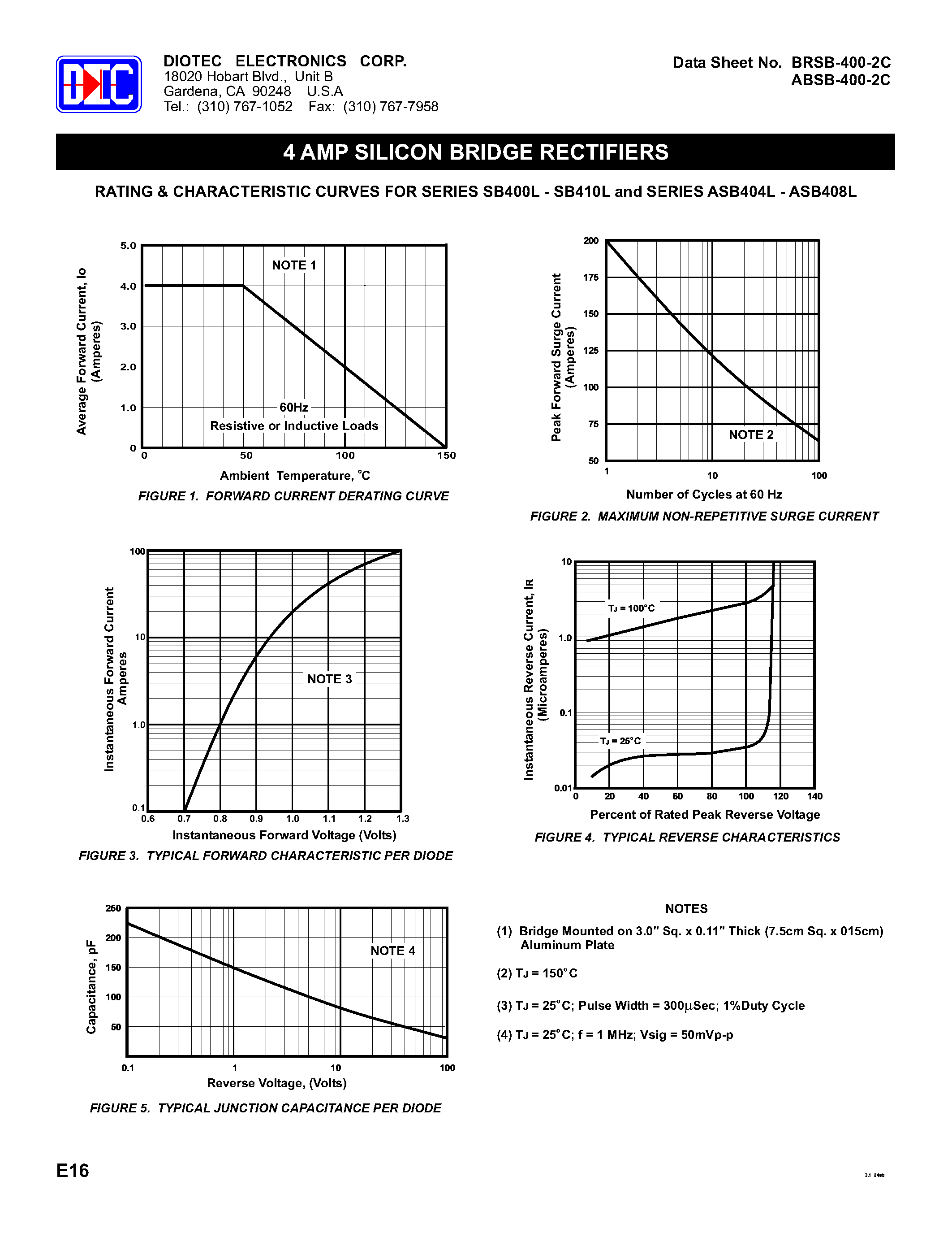 Datasheet SB404L - 4 Amp Silicon Bridge Rectifiers page 2