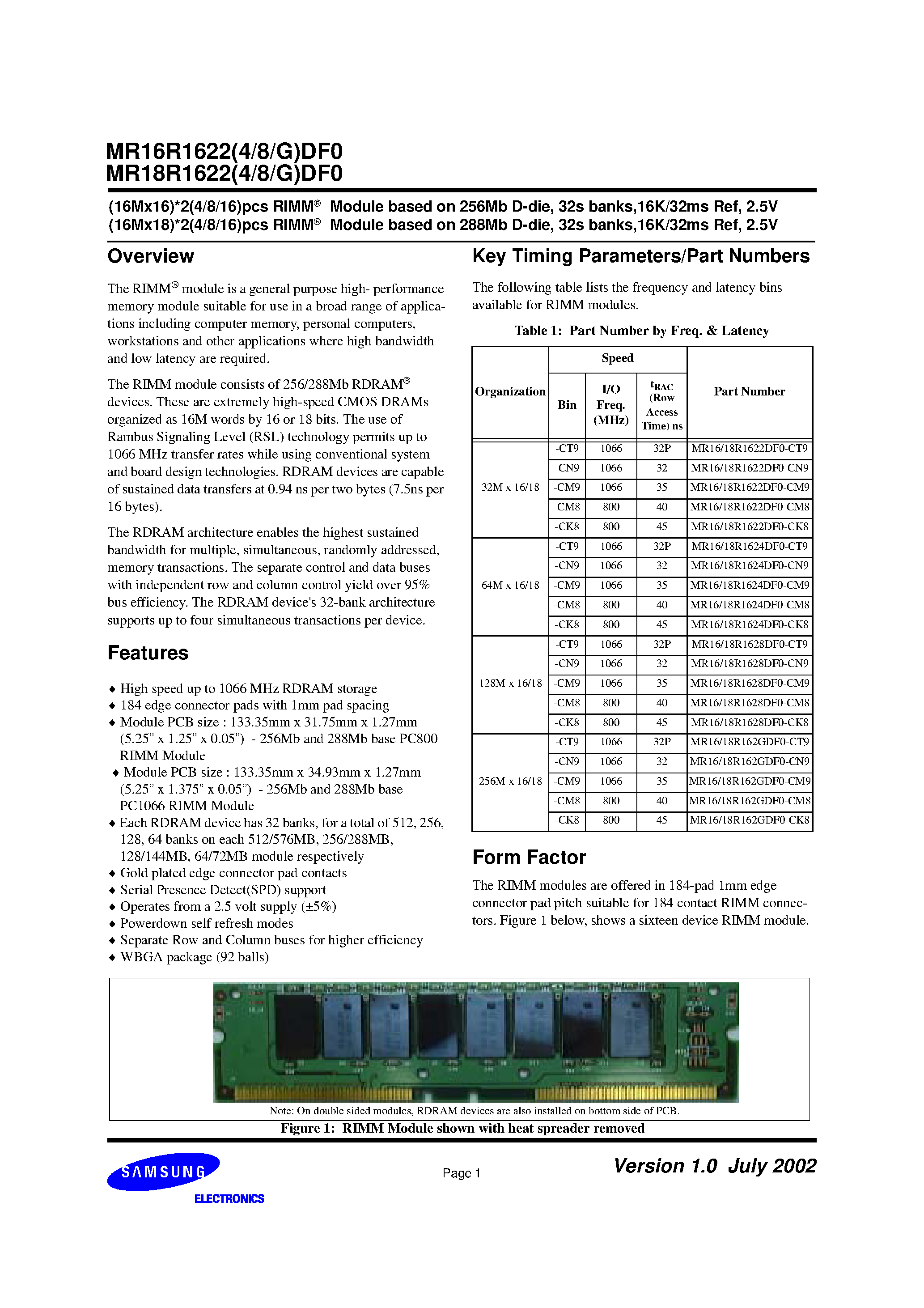 Datasheet MR16R1624DF0 page 2 Datasheet MR16R1624DF0 - (MR1xR1622(4/8/G)DF0) Key Timing Parameters page 2