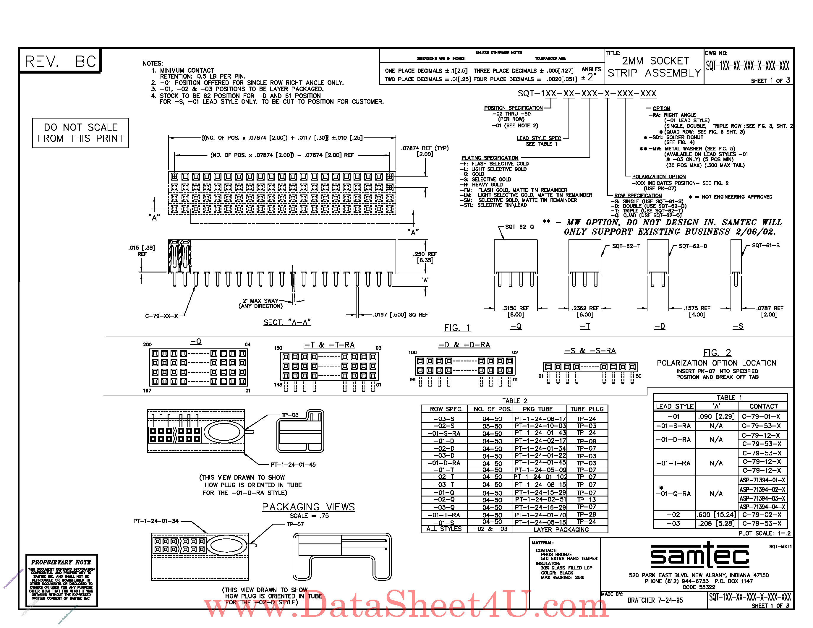 Даташит SQT-1xx-xxx - HEADER CONNECTOR страница 1