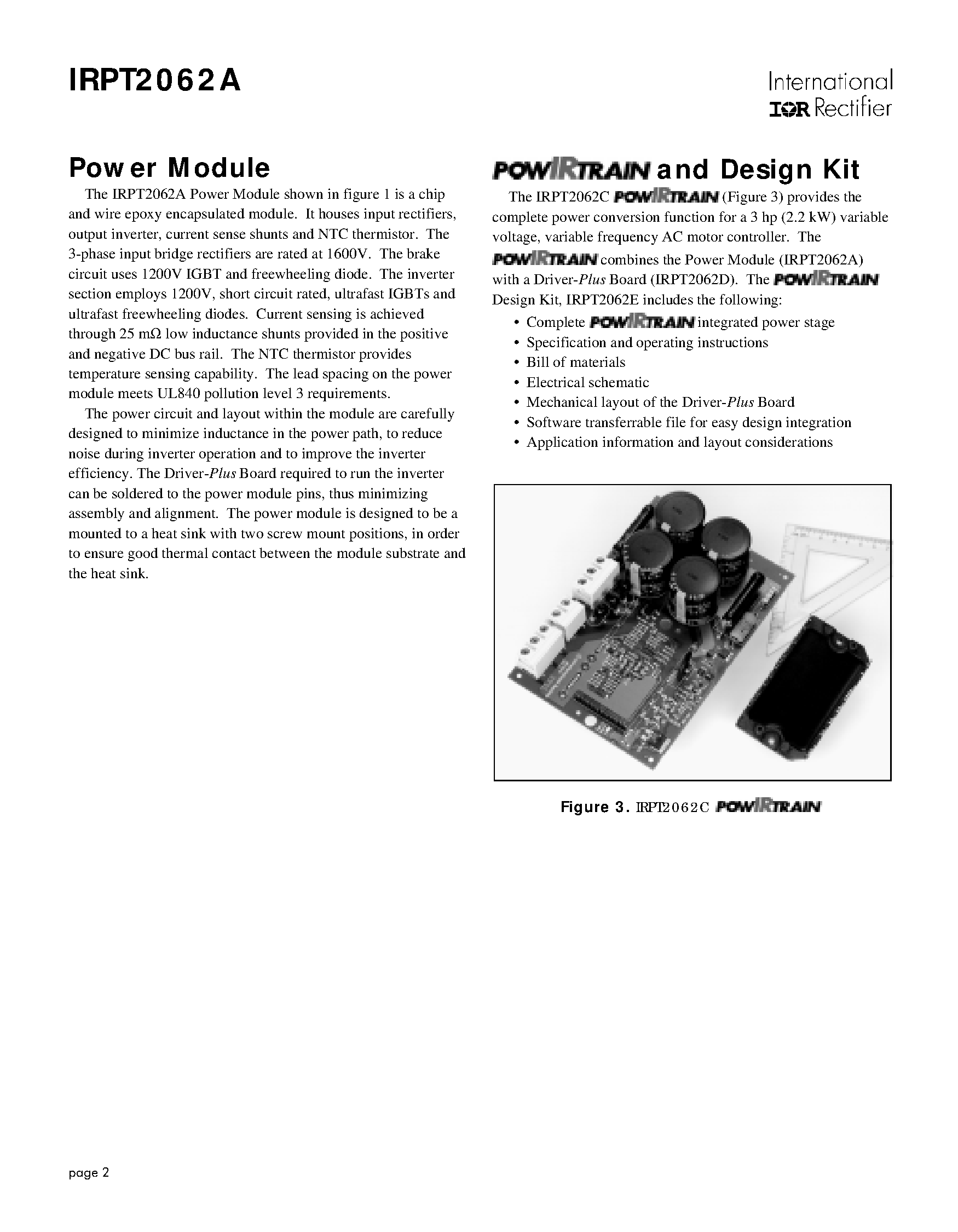 Datasheet IRPT2062A - Power Module for 3 hp Motor Drives page 2