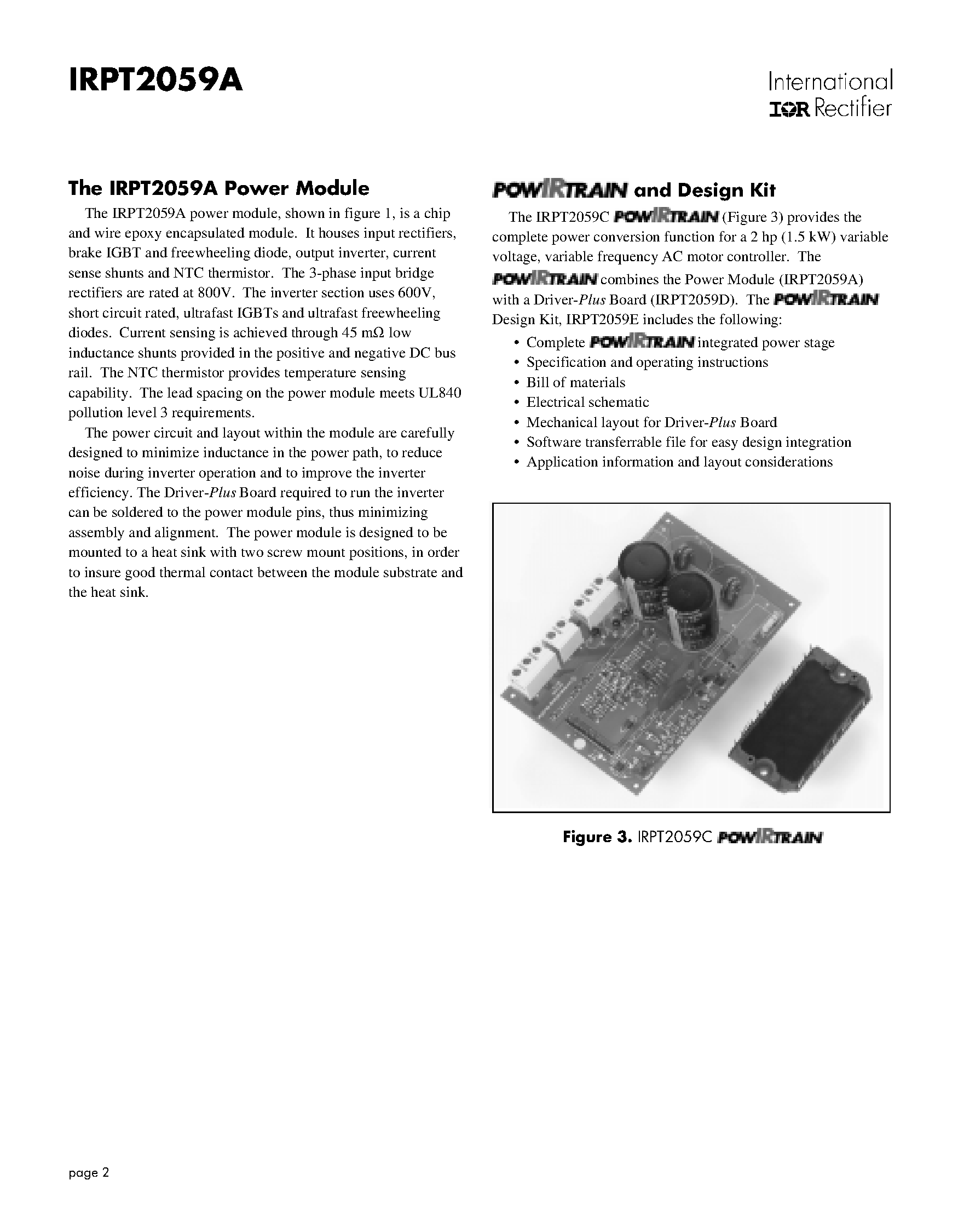 Datasheet IRPT2059A - Power Module for 2 hp Motor Drives page 2
