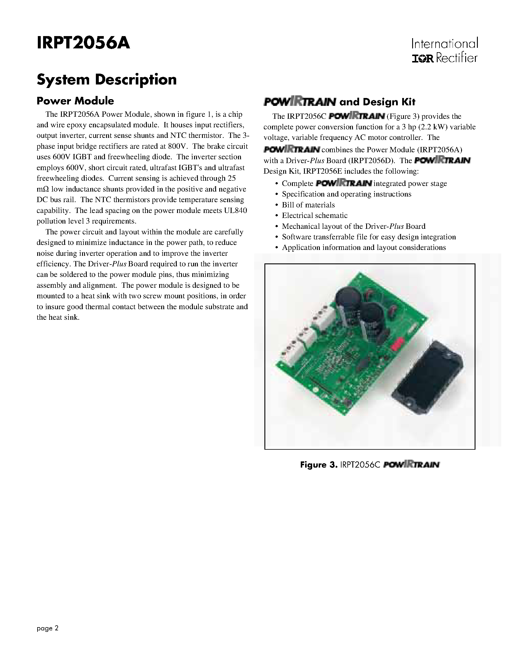 Datasheet IRPT2056A - Power Module for 3 hp Motor Drives page 2