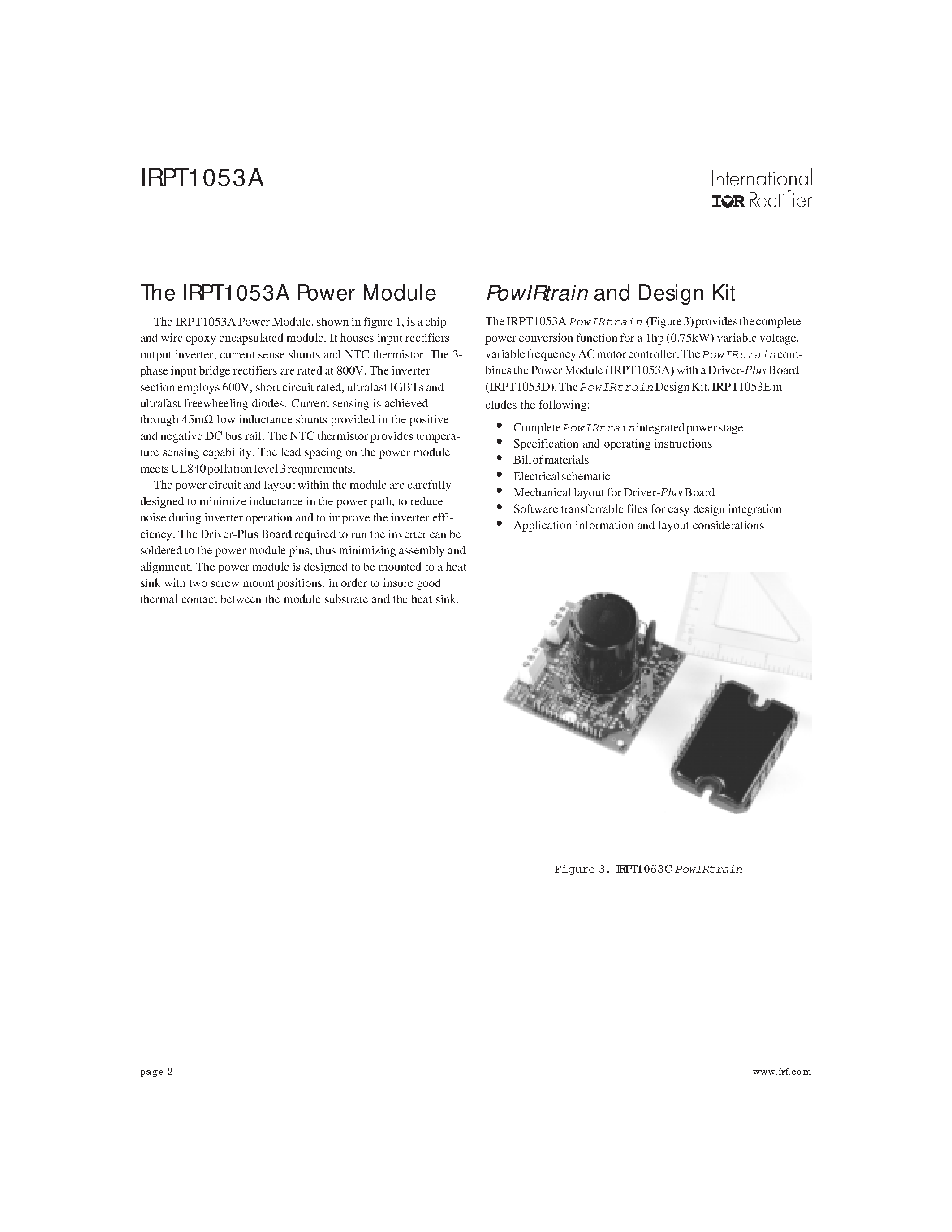 Даташит на микросхему IRPT1053A страница 2 Даташит IRPT1053A - Power Module for 1 hp Motor Drives страница 2