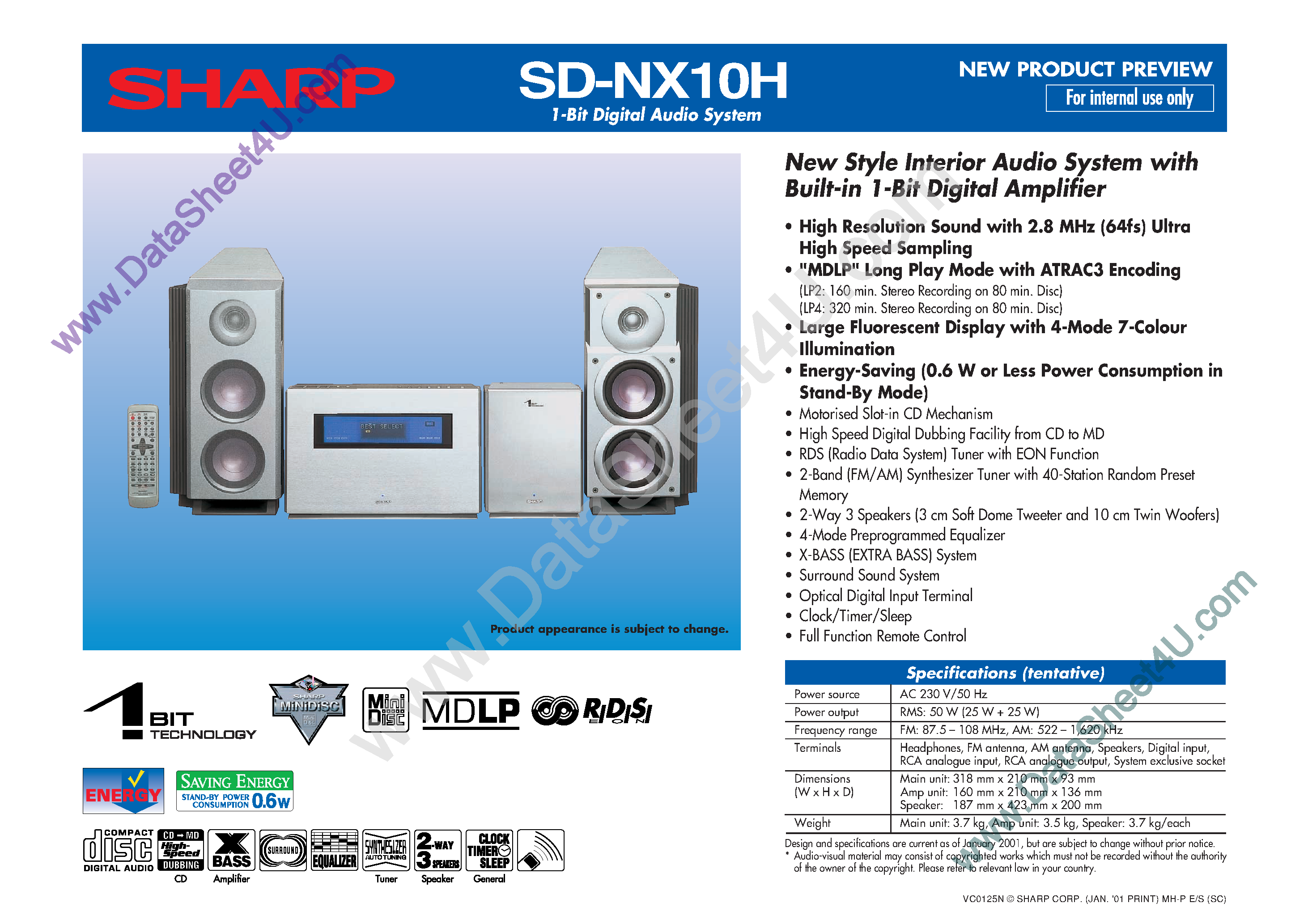 Datasheet SDNX10H - 1-Bit Digital Audio System page 1