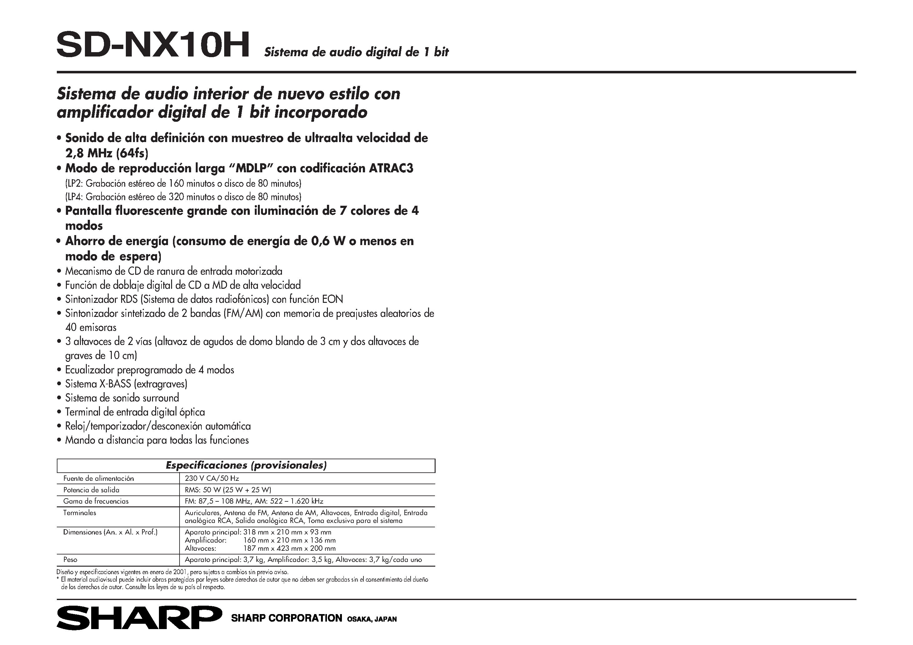 Datasheet SDNX10H - 1-Bit Digital Audio System page 2