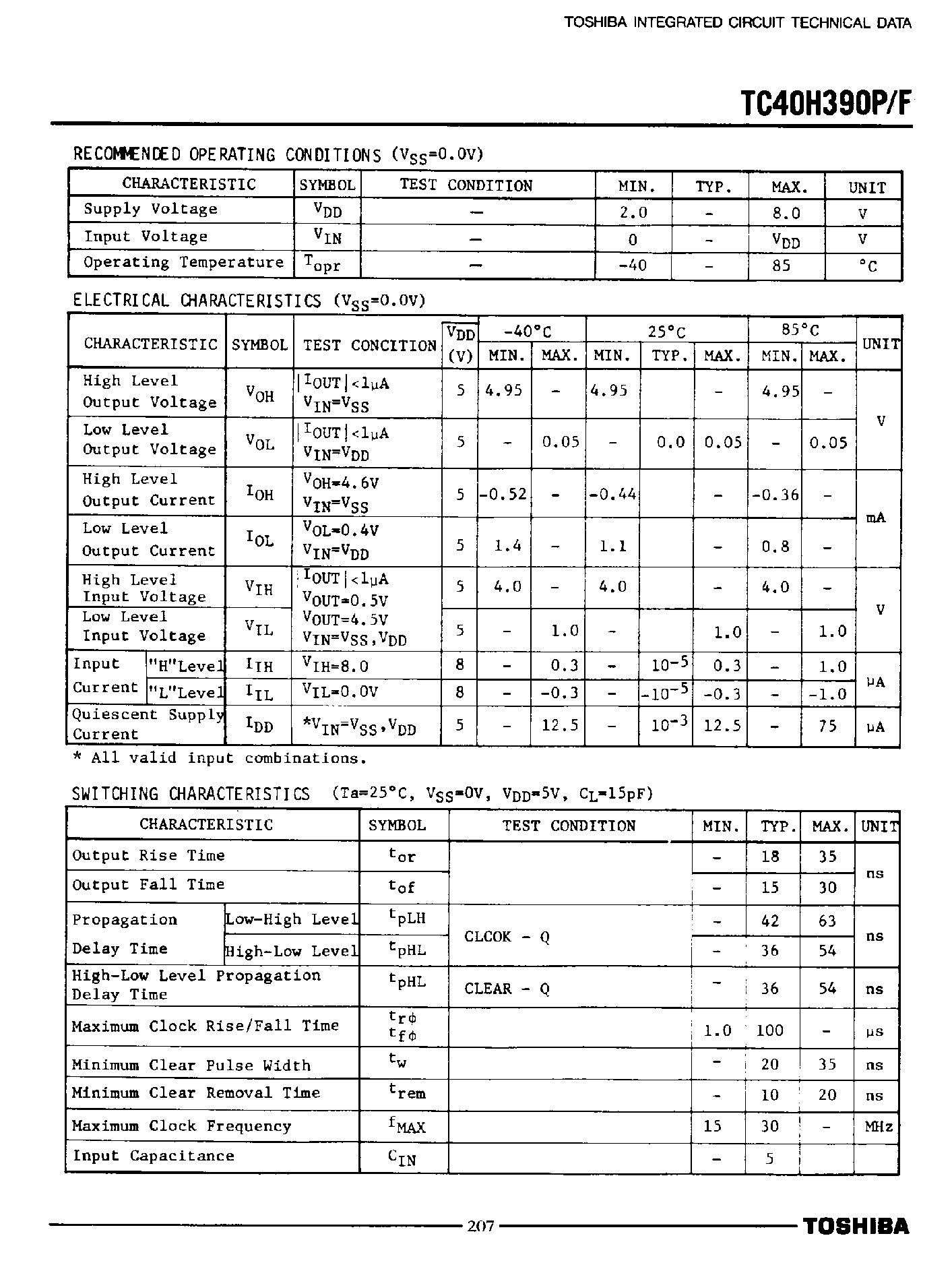 Datasheet TC40H390F - Dual Decade Counter page 2