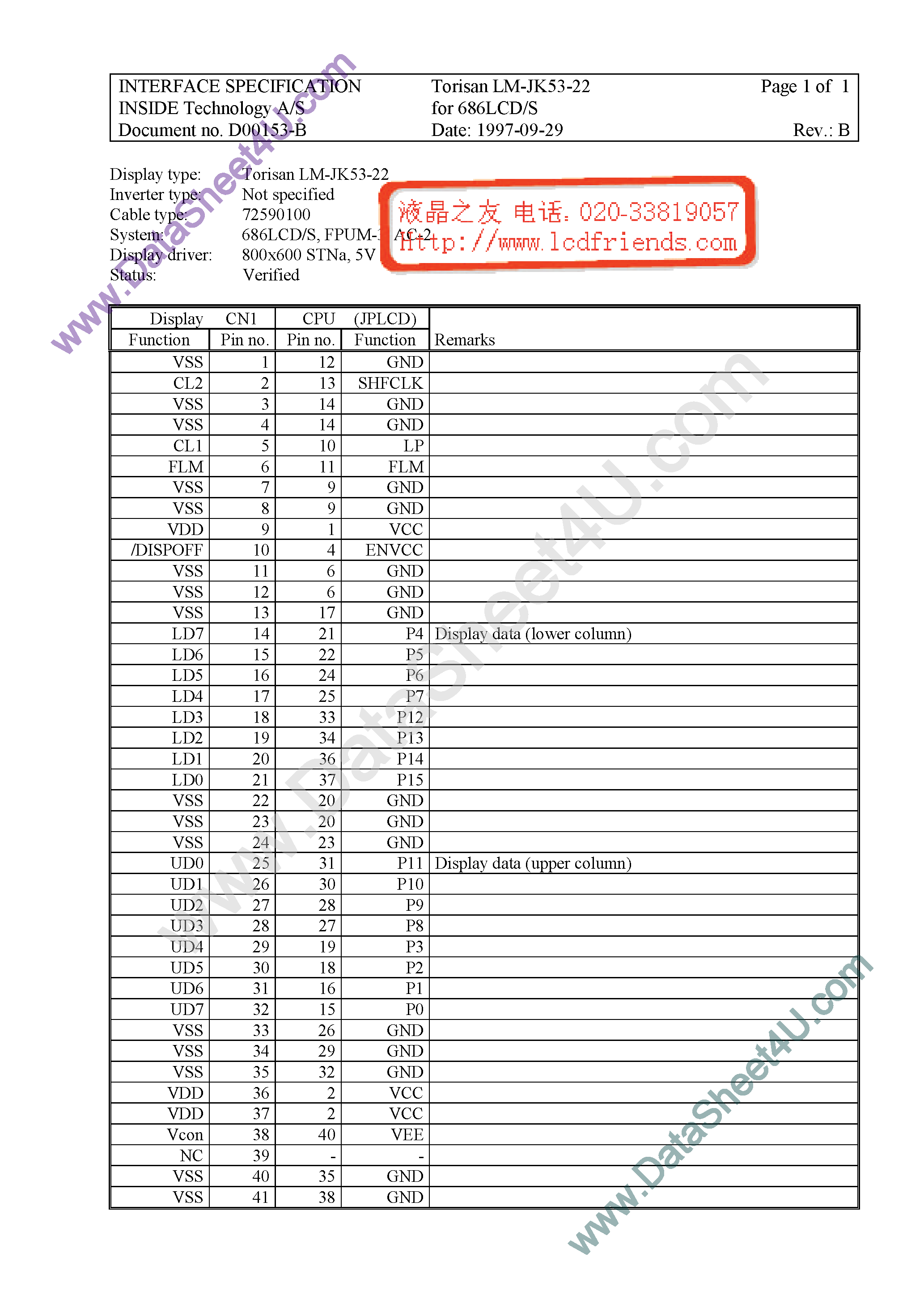 Datasheet LM-JK53-22 page 1 Datasheet LM-JK53-22 - 686 LCD/S page 1