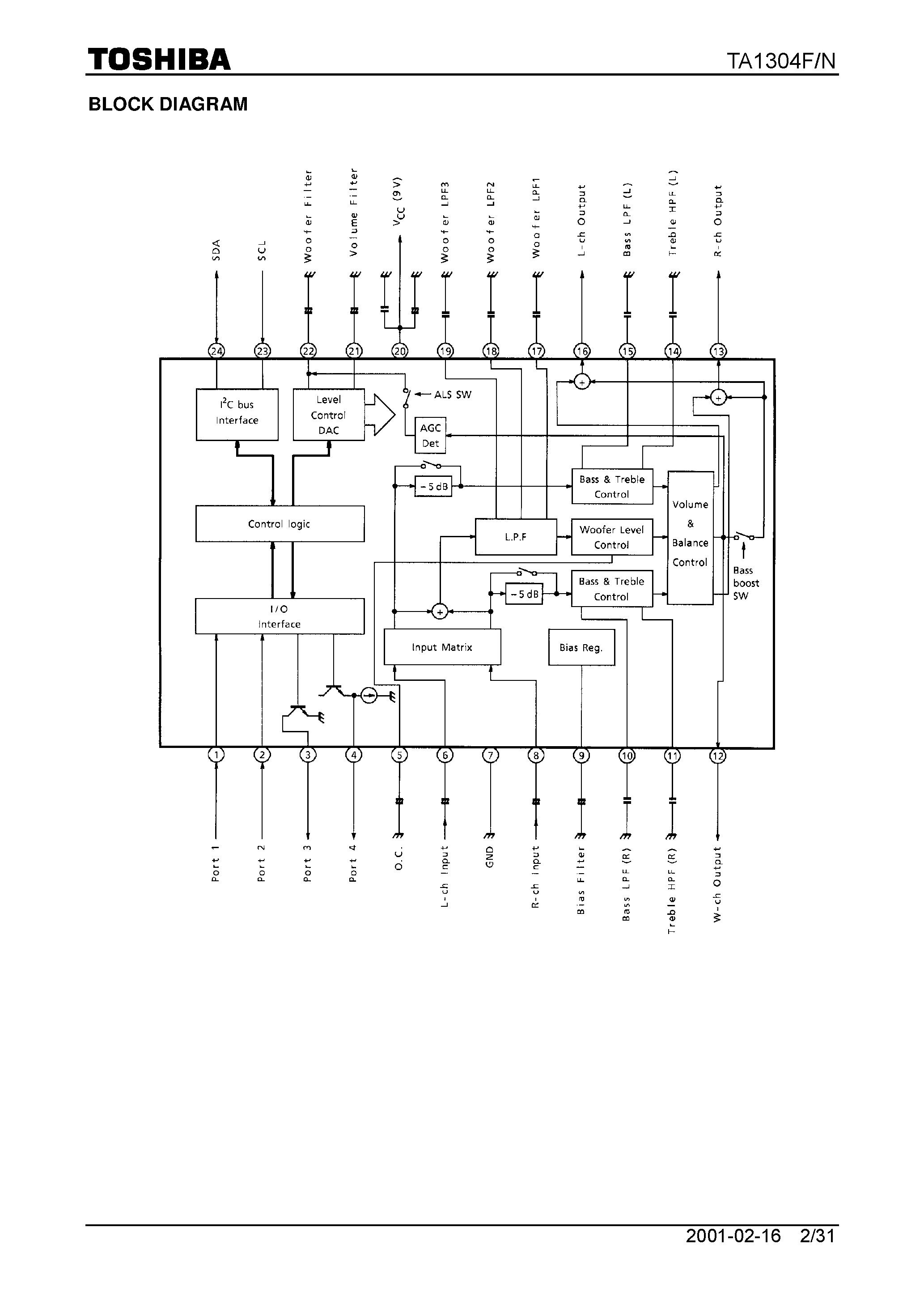 Datasheet TA1304F - (TA1304F/N) TV-SOUND PROCESSOR page 2
