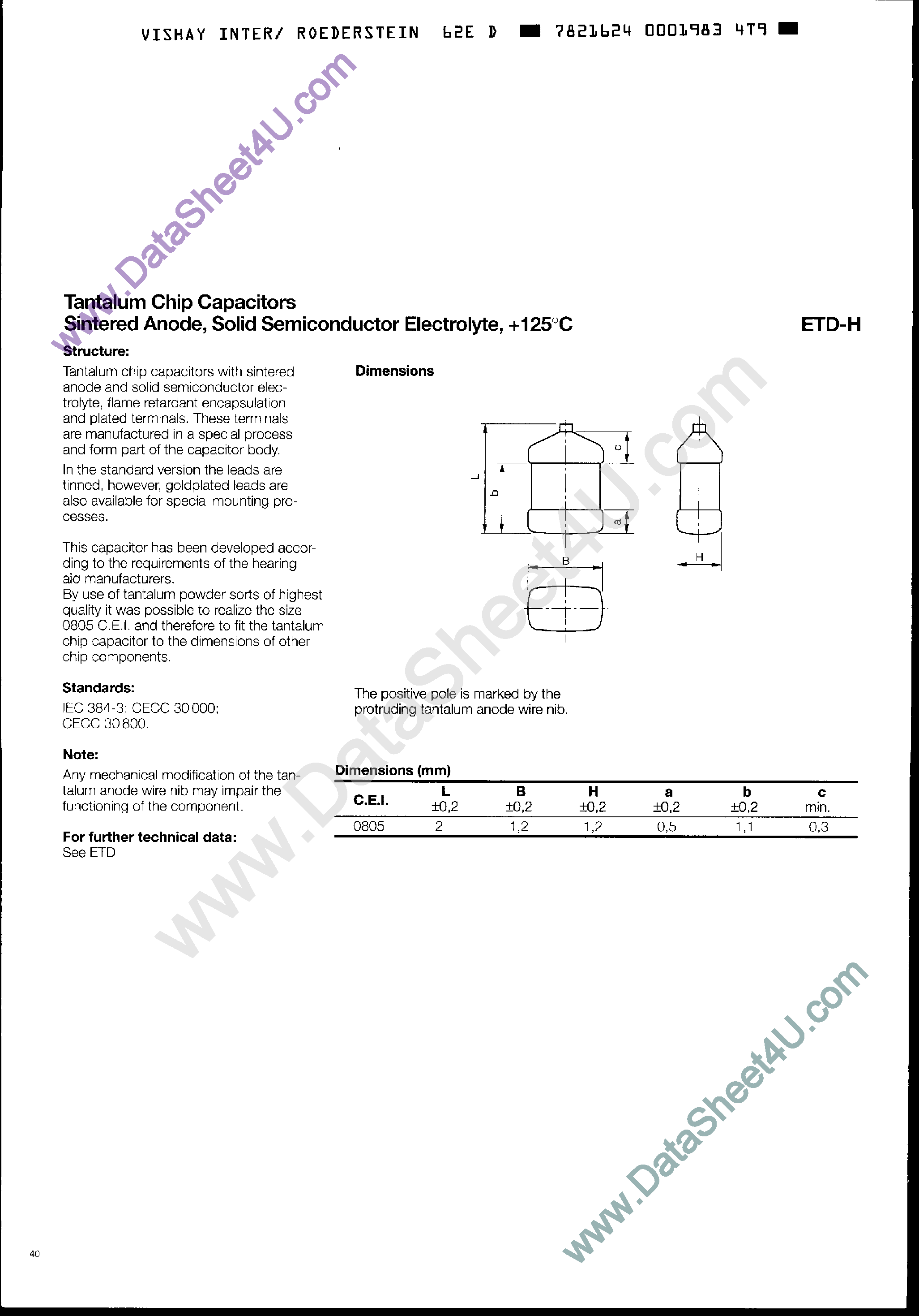 Datasheet TDHxxxxx page 1 Datasheet TDHxxxxx - Tantalum Chip Capacitors page 1