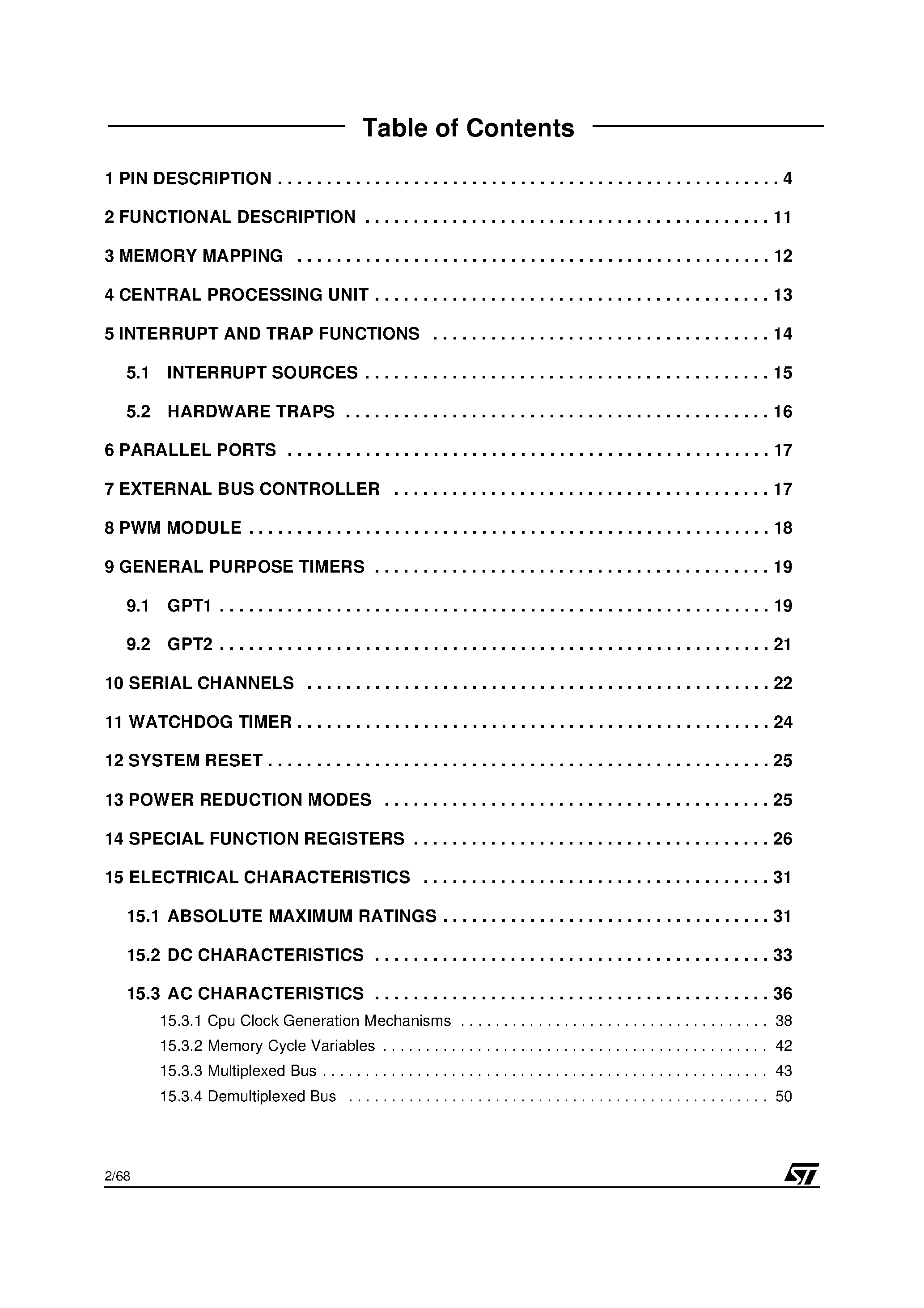 Даташит на микросхему ST10R172L страница 2 Даташит ST10R172L - 16-BIT LOW VOLTAGE ROMLESS MCU страница 2