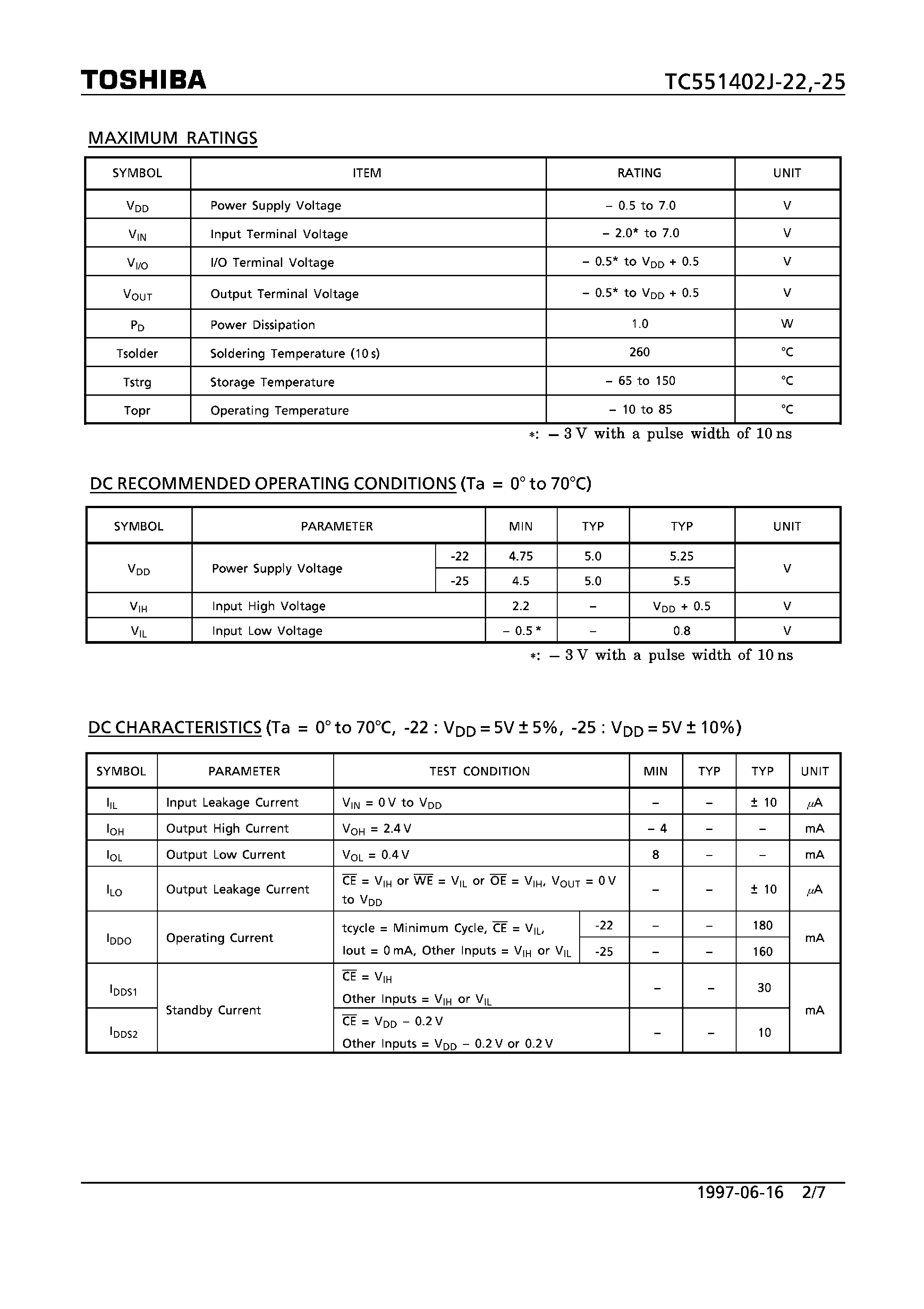 Datasheet TC551402J-22 page 2 Datasheet TC551402J-22 - (TC551402J-22/-25) CMOS STATIC RAM page 2