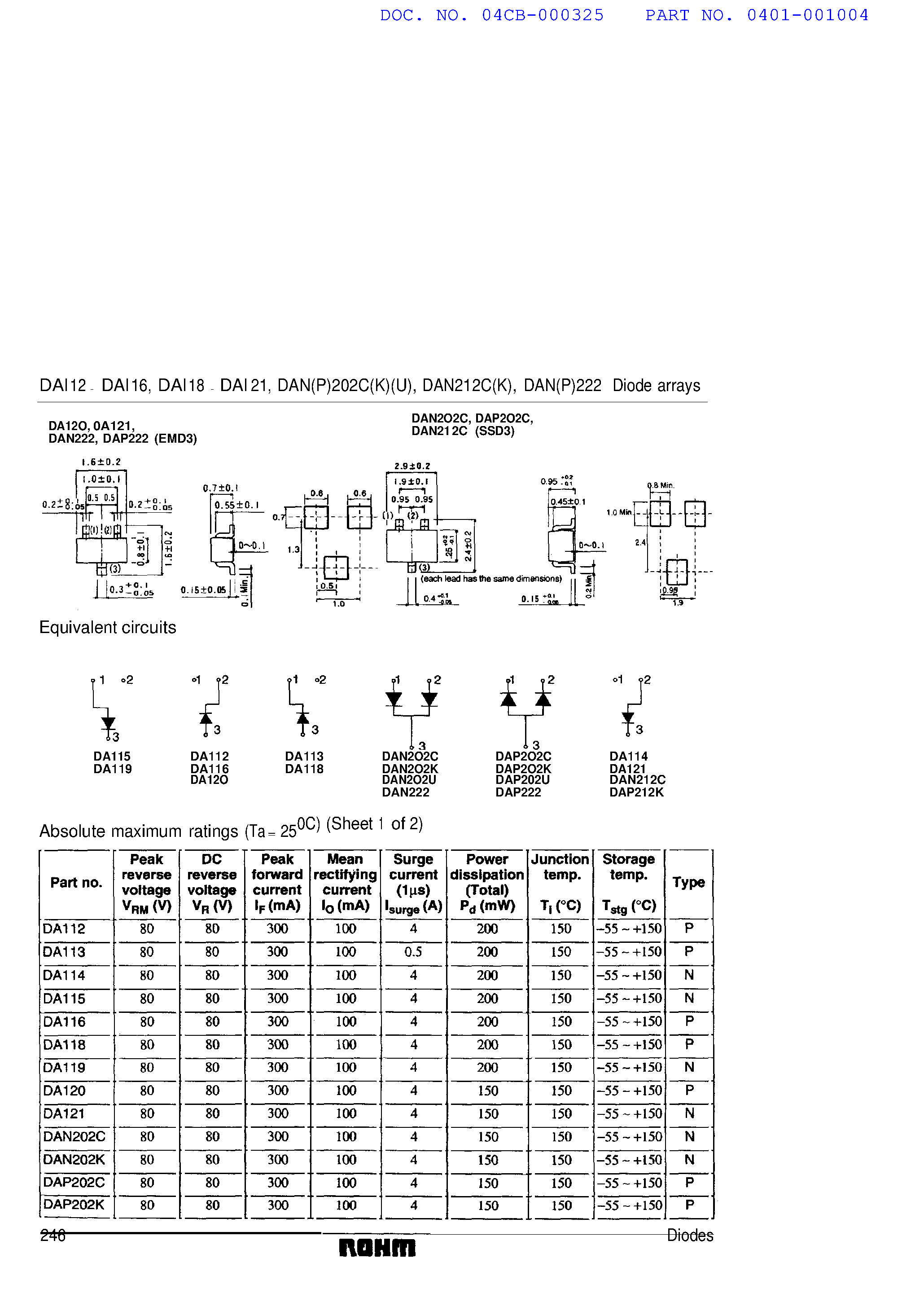 Даташит на микросхему DA112 страница 2 Даташит DA112 - (DA1xx) Diode / High Speed Switching / Surface Mount страница 2