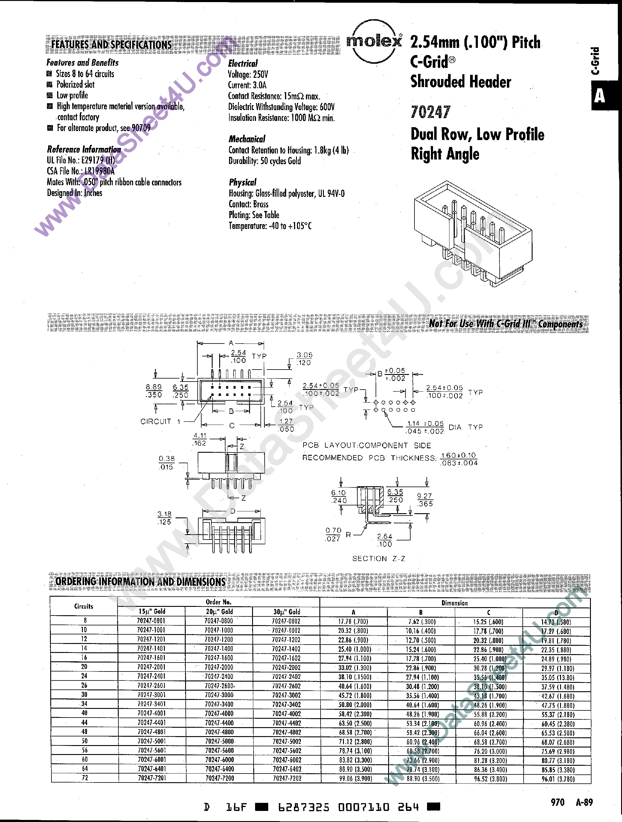 Даташит 70247-1401 - C-Grid Shrouded Header страница 1