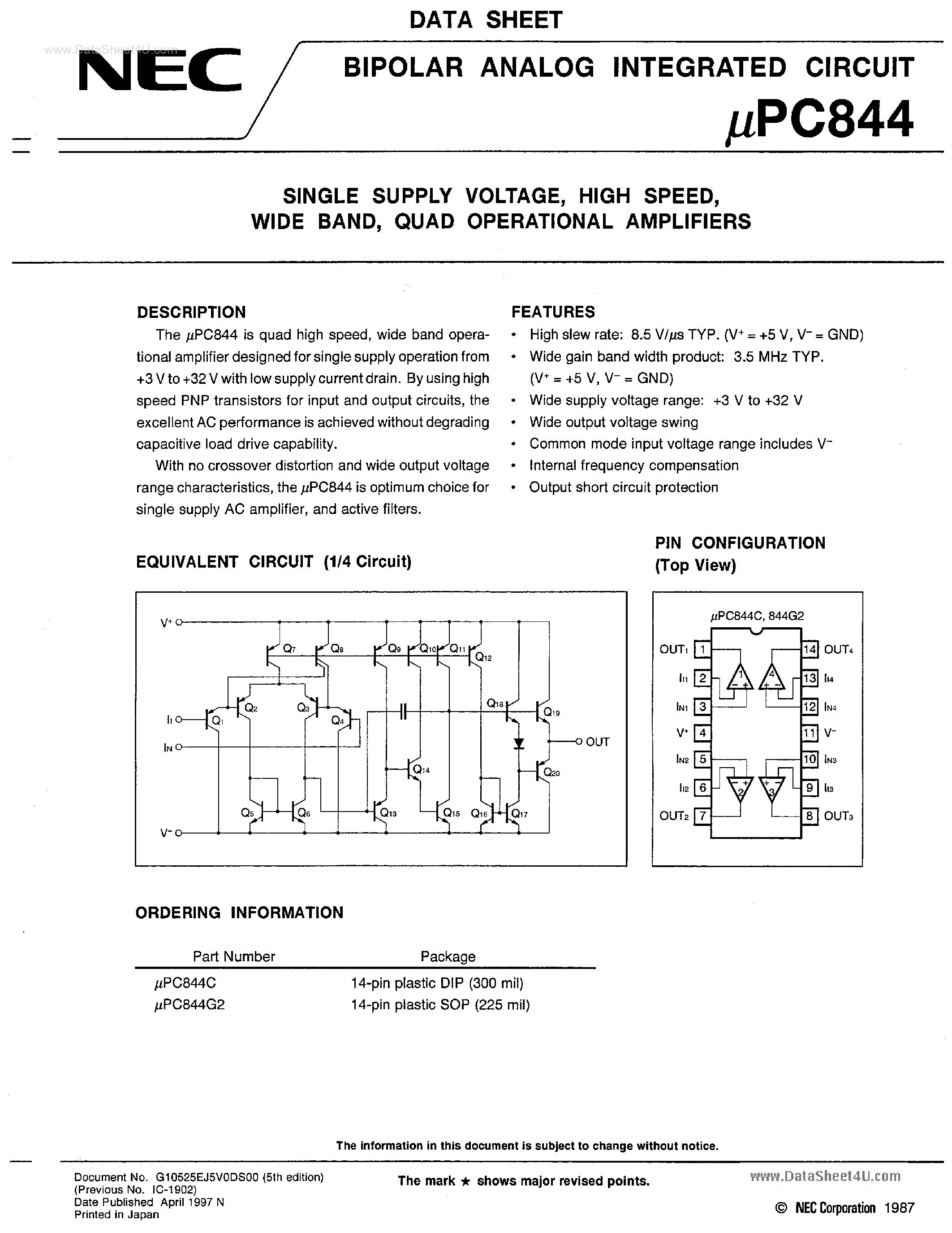 Datasheet C844G page 1 Datasheet C844G - Search -----> UPC844G page 1