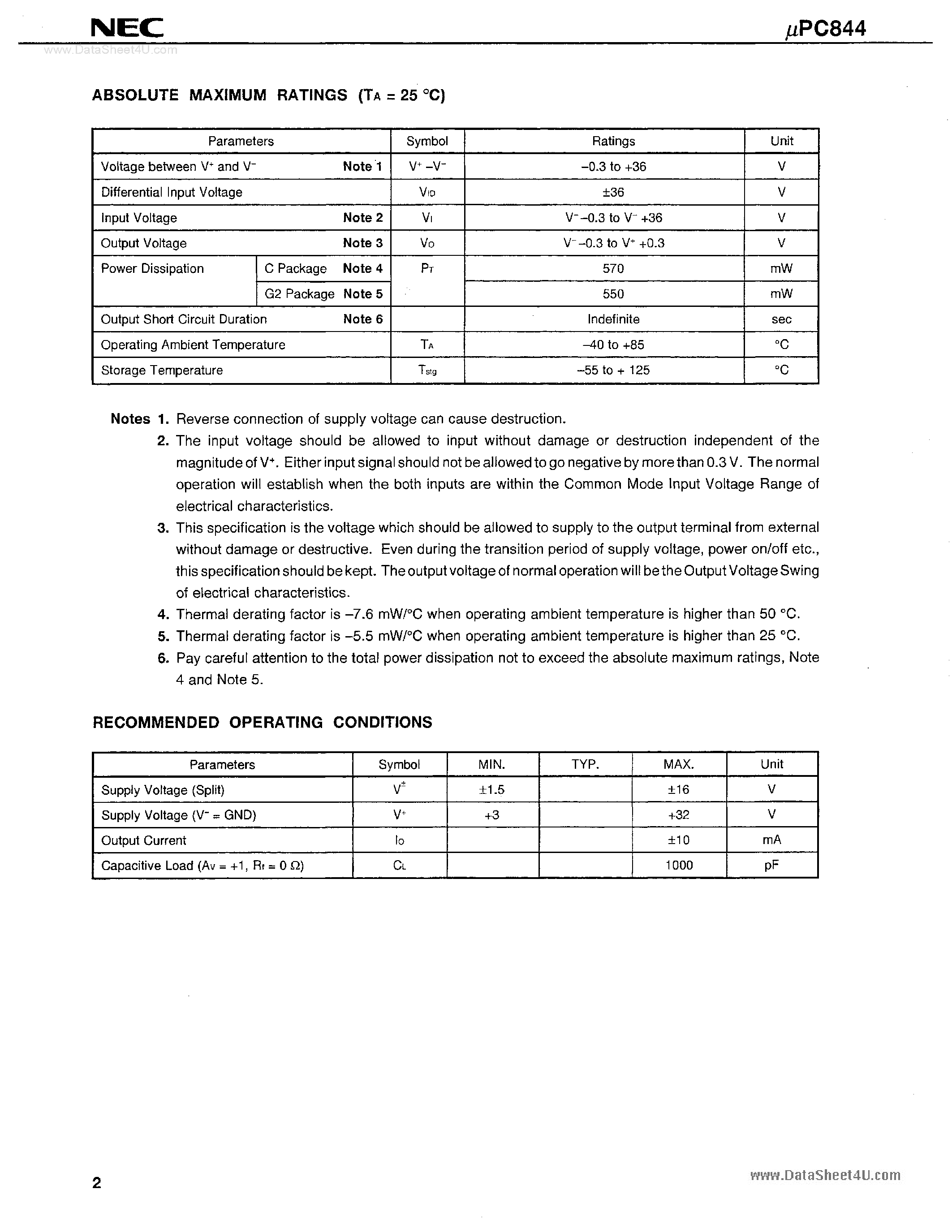 Datasheet C844G page 2 Datasheet C844G - Search -----> UPC844G page 2