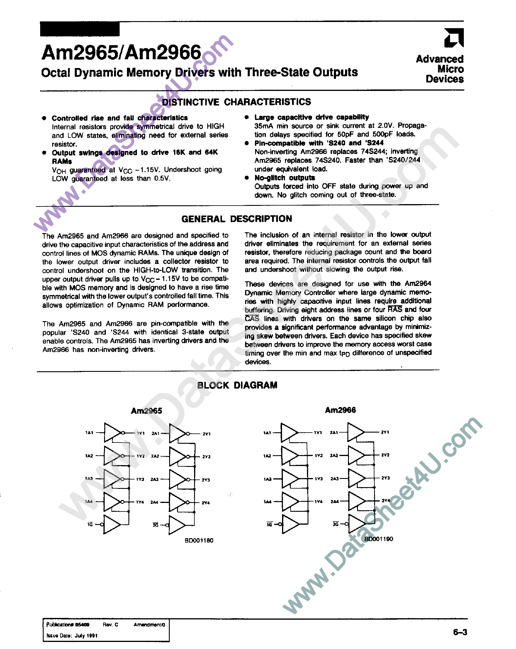 Datasheet AM2965 - (AM2965 / AM2966) Octal Dynamic Memory Drivers page 1