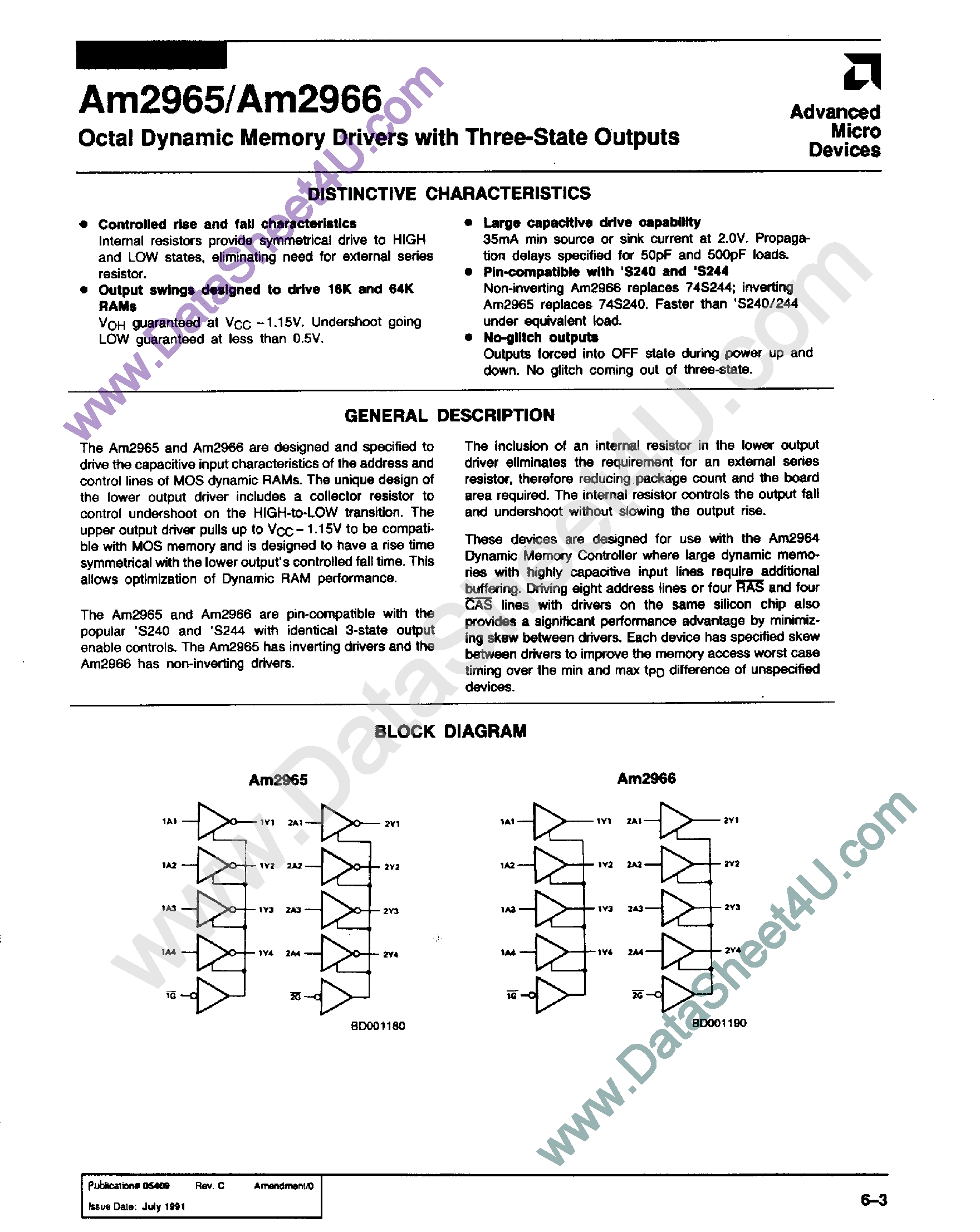 Даташит AM2965 - (AM2965 / AM2966) Octal Dynamic Memory Drivers страница 1