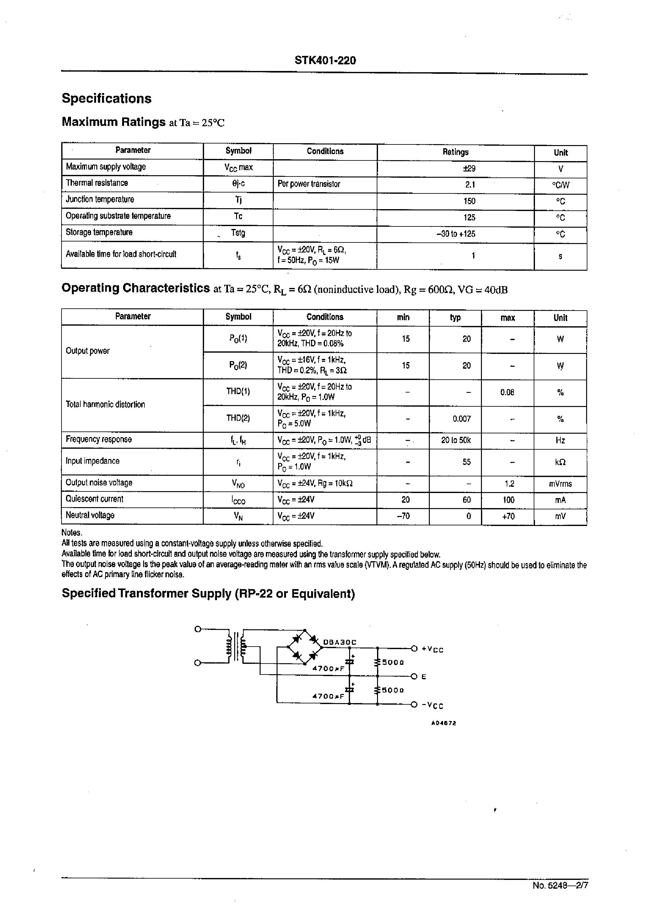 Datasheet STK401-220 page 2 Datasheet STK401-220 - AF Power Amplifier page 2