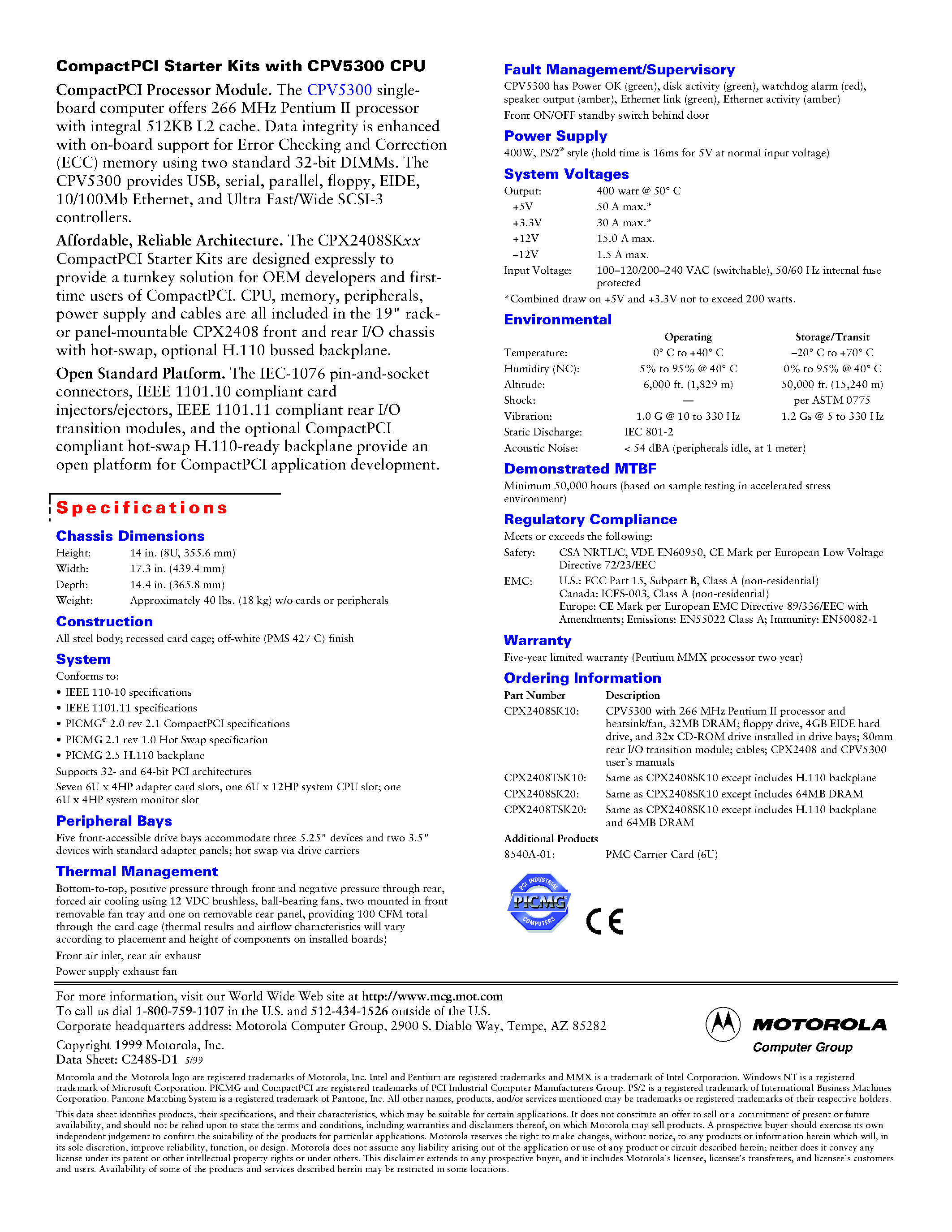 Datasheet CPX2408SKxx page 2 Datasheet CPX2408SKxx - Pentium II Compact PCI Telephony Bus Starter Kits page 2