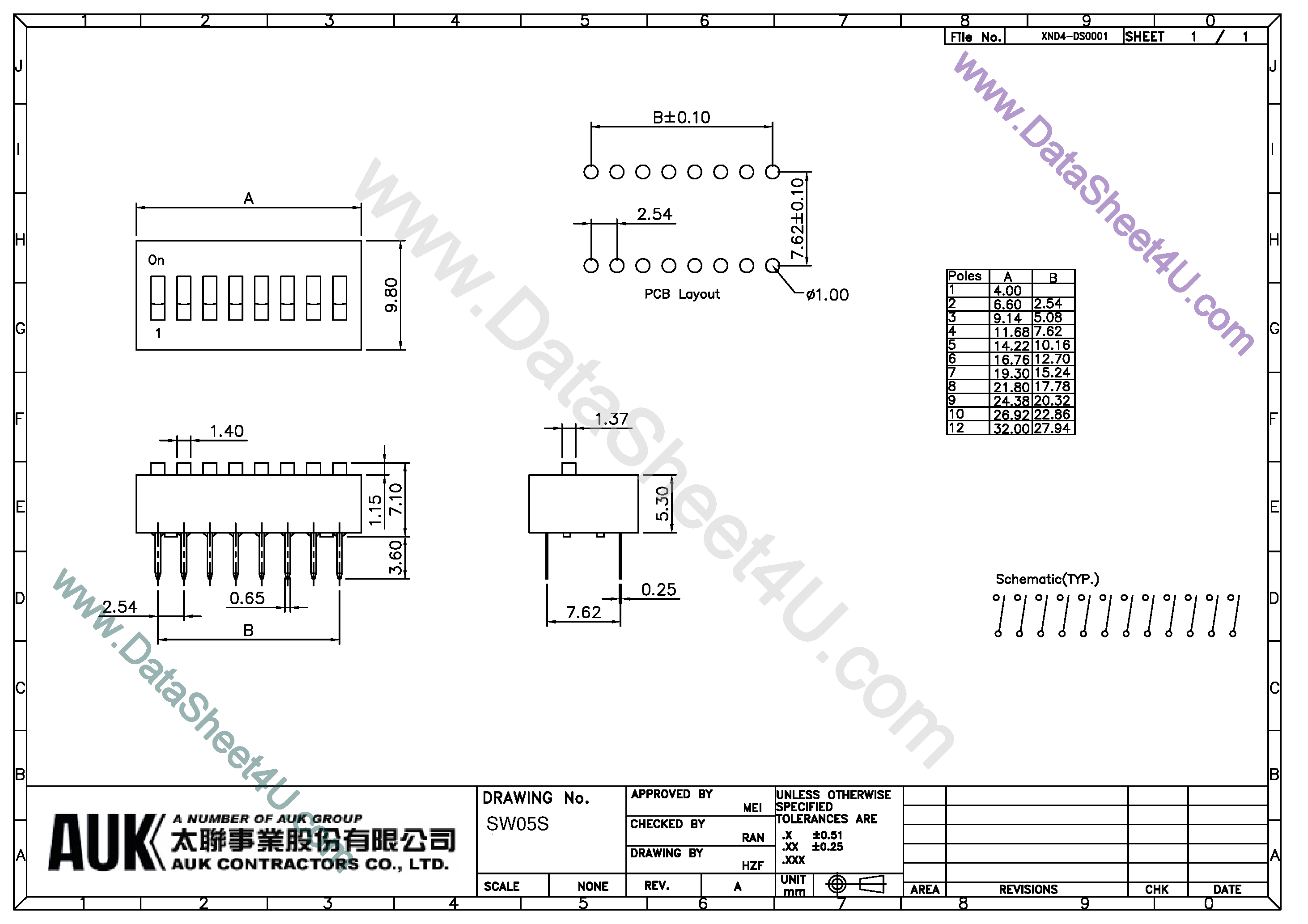 Datasheet SW05S page 1 Datasheet SW05S - SLIDE SWITCH page 1