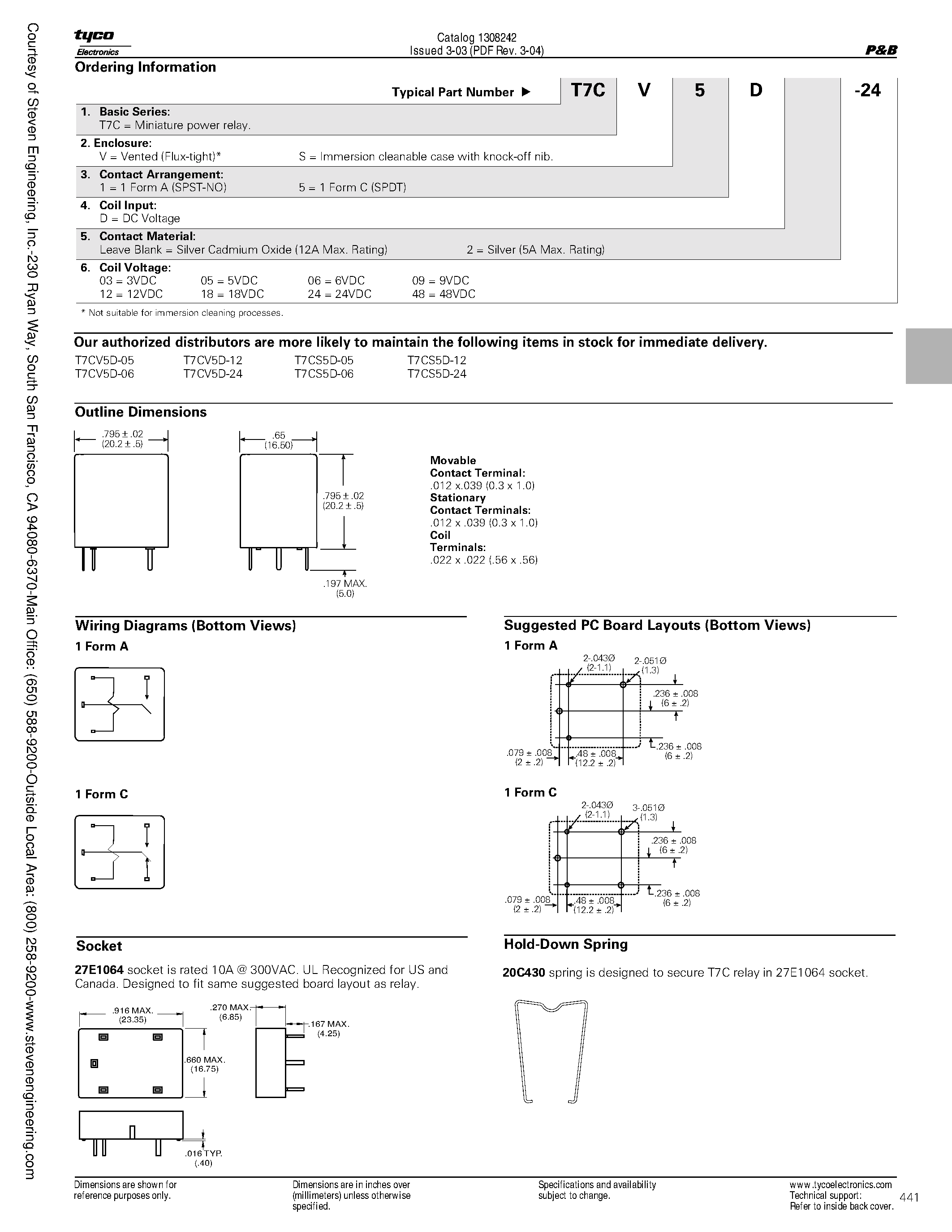 Datasheet T7CS1D-xx - T7C Series / Miniature Power PC Board Relay page 2