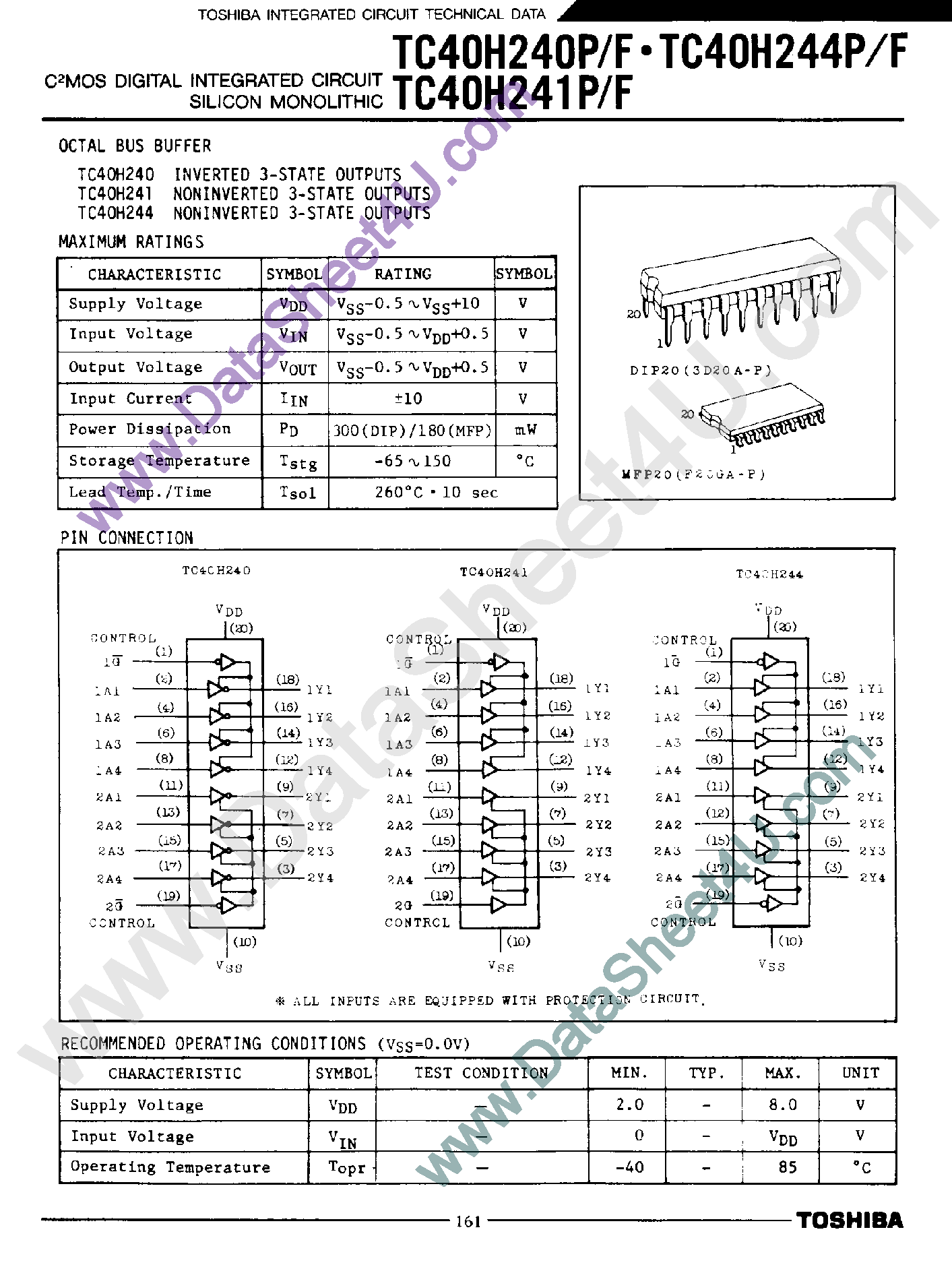 Datasheet TC40H240 - (TC40H240 - TC40H244) Inverterd / Noninverted 3-State Outputs page 1