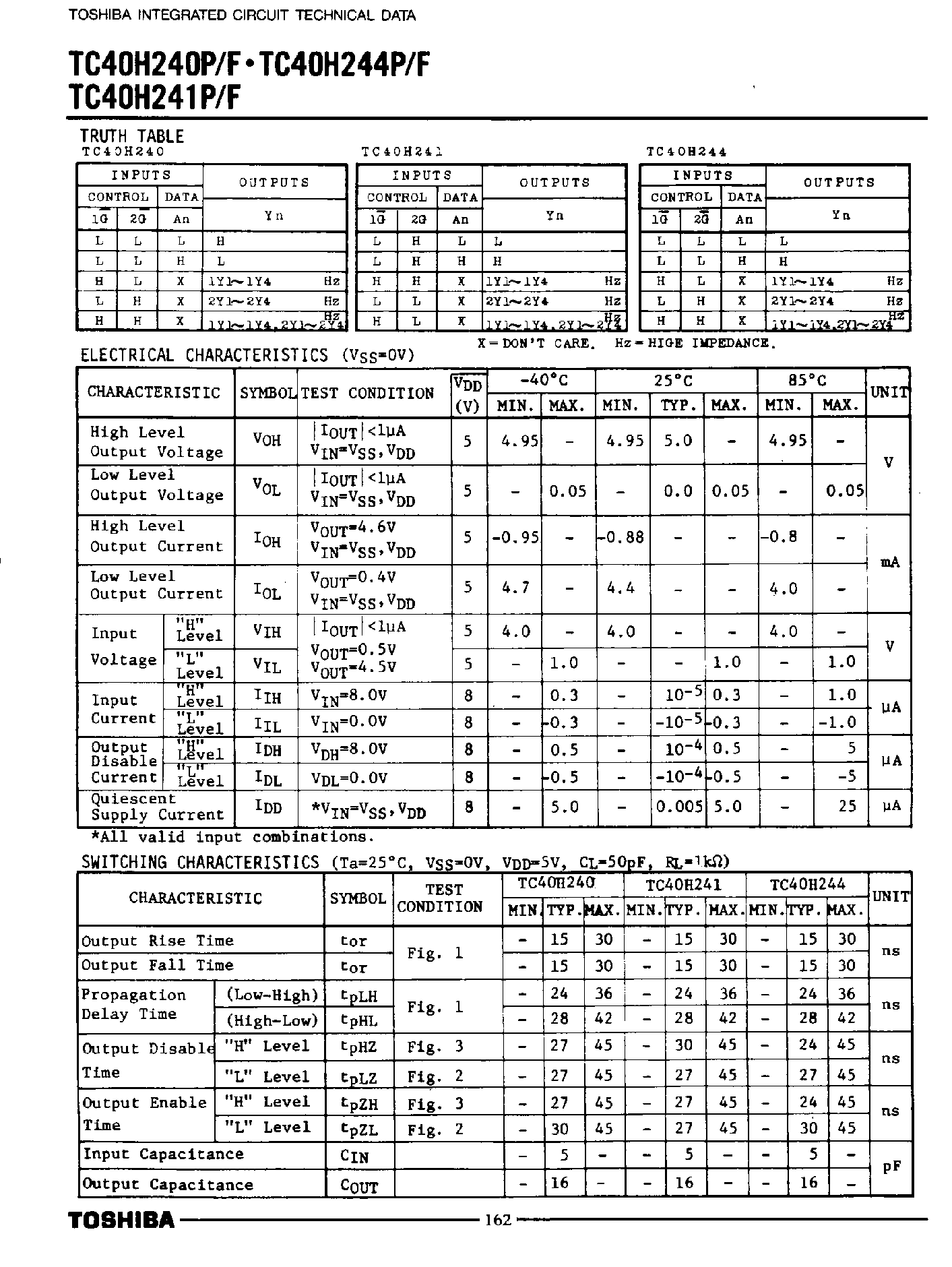 Datasheet TC40H240 - (TC40H240 - TC40H244) Inverterd / Noninverted 3-State Outputs page 2