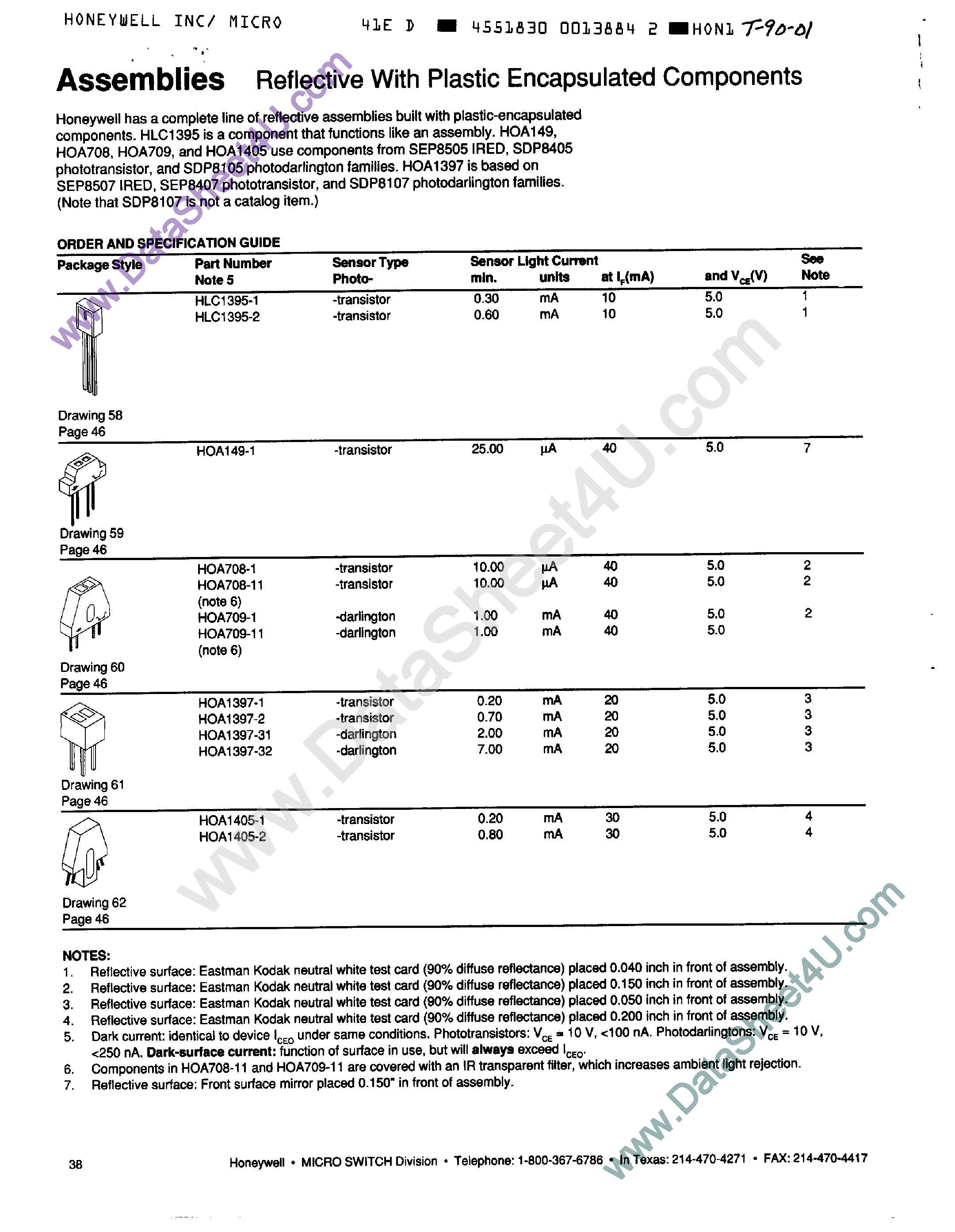Datasheet HOA1397-1 - (HOAxxx) Reflective page 1