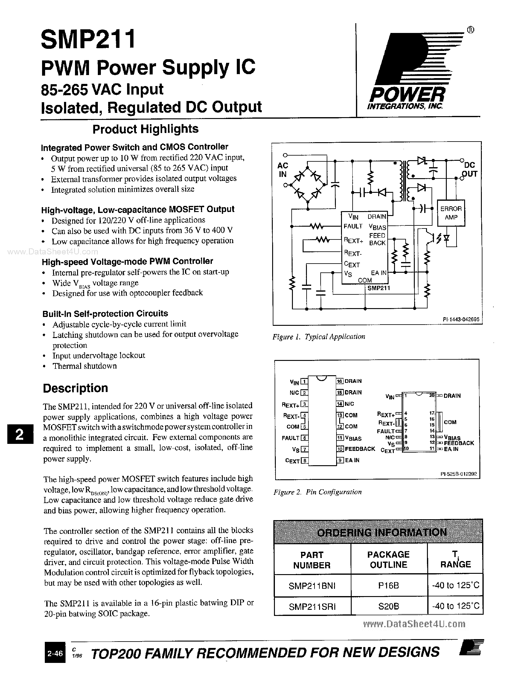 Datasheet SMP211 - PWM Power Supply IC page 1
