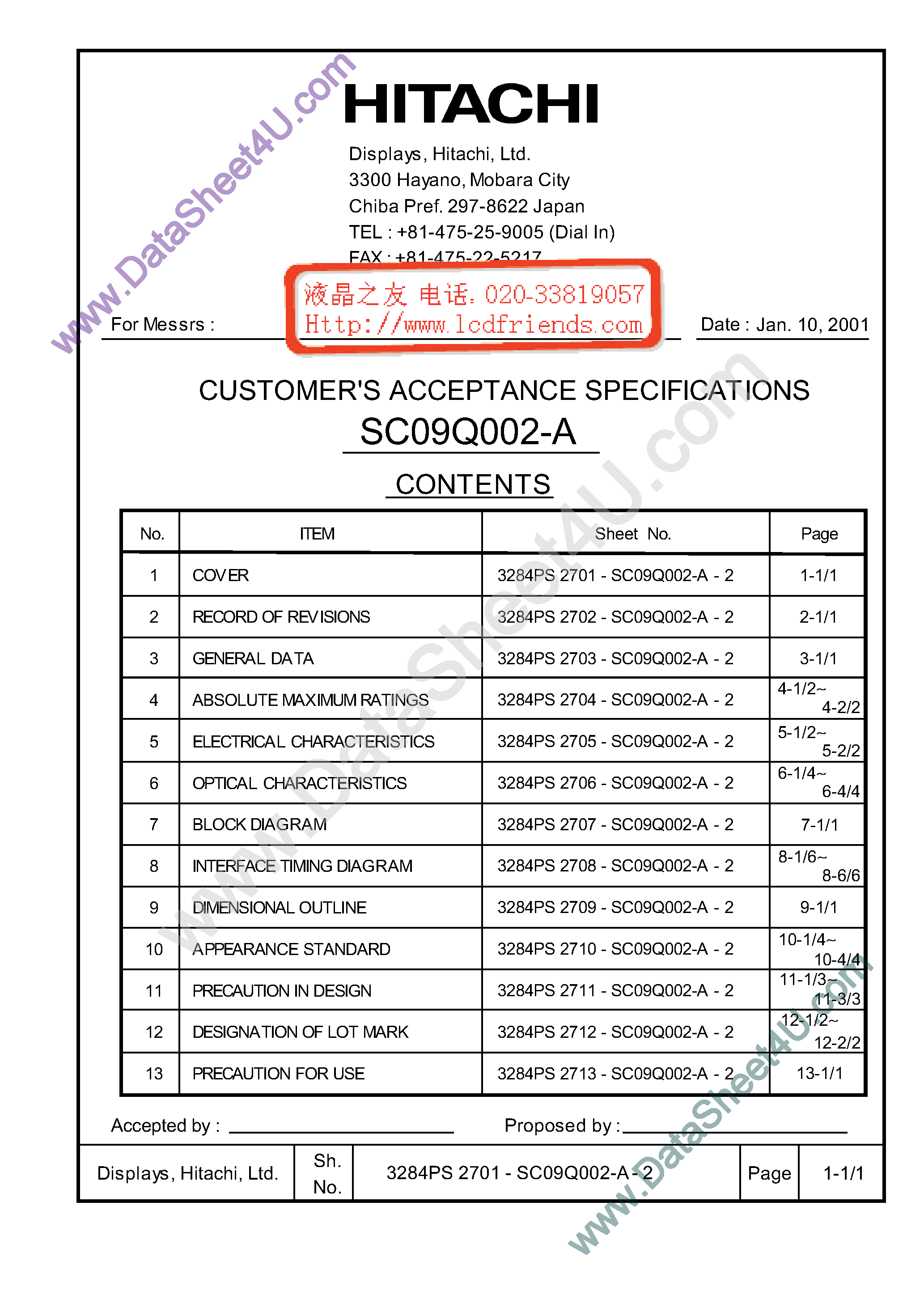 Datasheet SC09Q002-A - LCD_Module page 1